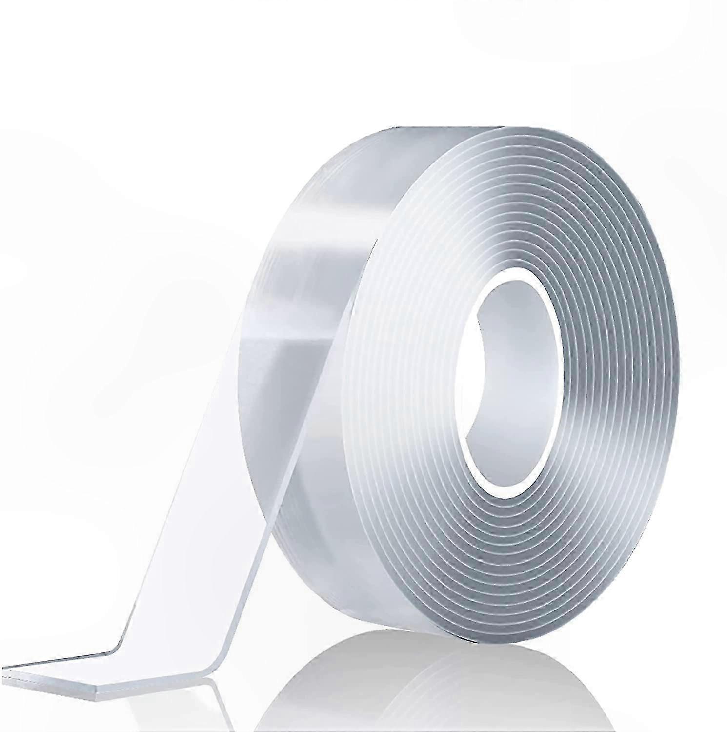 Heavy Duty Reusable Nano Adhesive Tape, 5m x 2cm, Clear Double Sided Wall & Carpet Mounting Solution