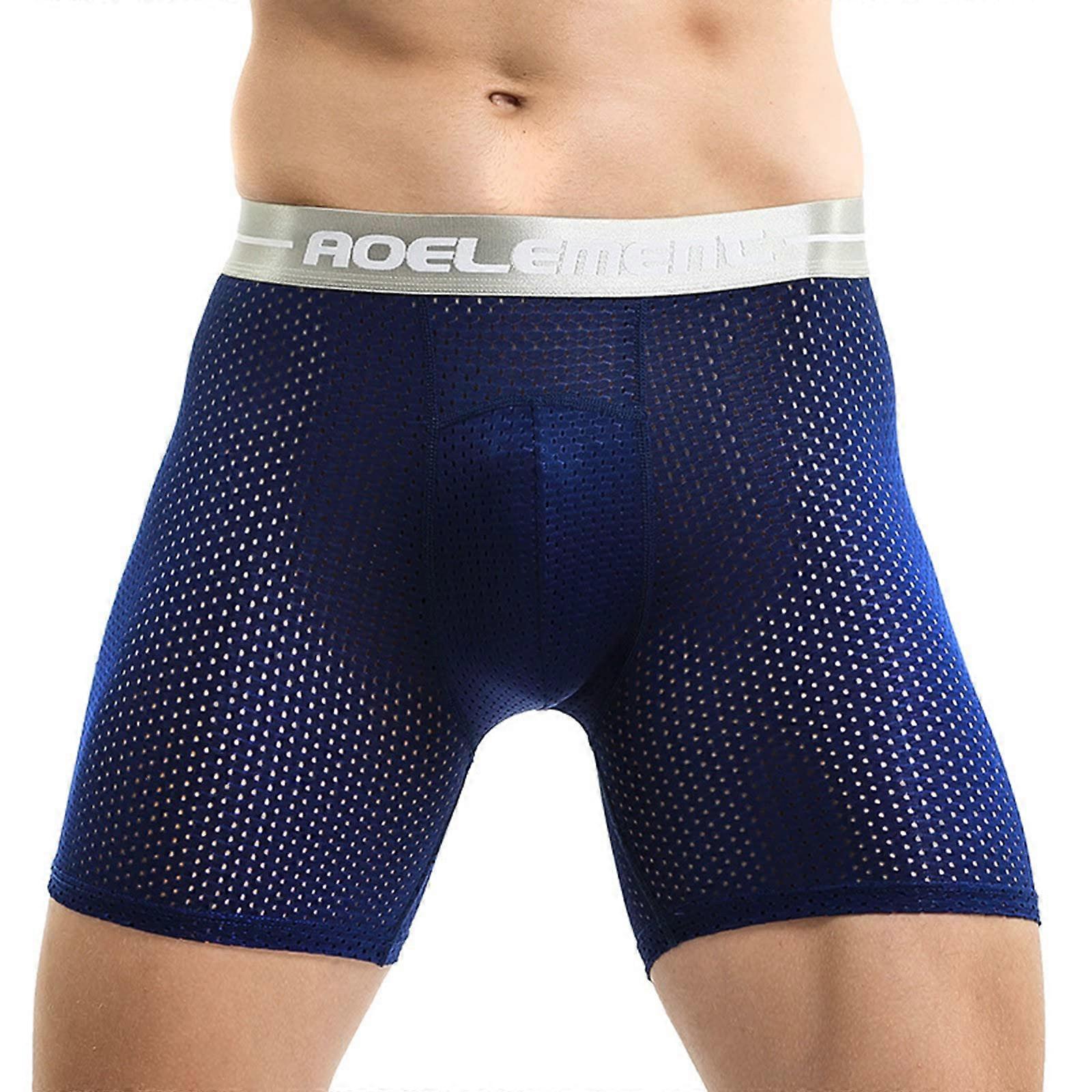 Ärgerliche Hosen für Männer Atmungsaktive Bequeme Unterhose Gesäß Bewegung Größe 3XL Blau Latex Herren Unterwäsche