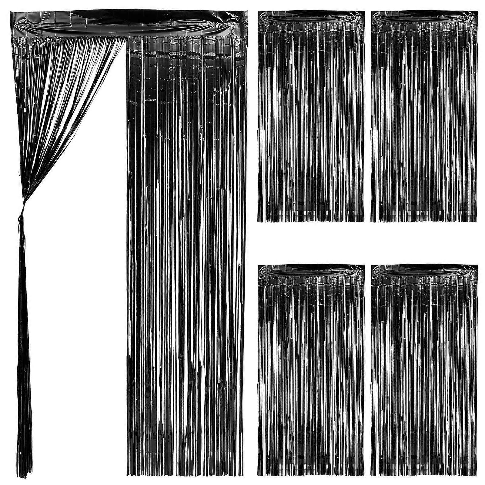 Black Plastic Fringe Curtain for Decor 5 Pieces Create Happy Atmosphere for Parties and Holidays