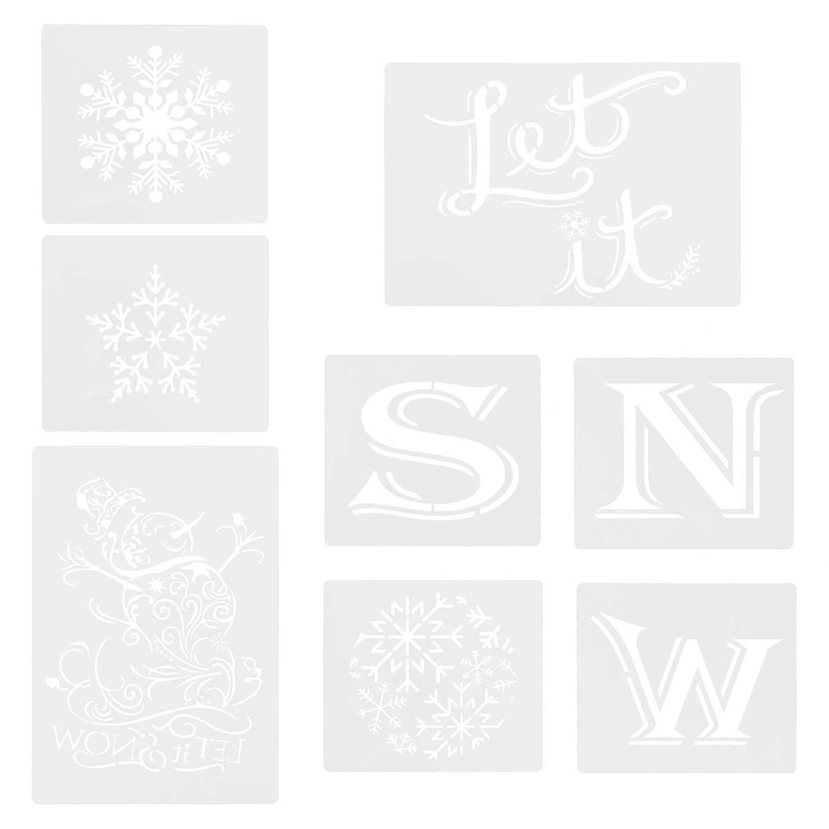 8PCS Christmas Snowflake Stencils for DIY Painting – Reusable Xmas Decoration Templates for Crafts, Drawing & Wall Art Projects