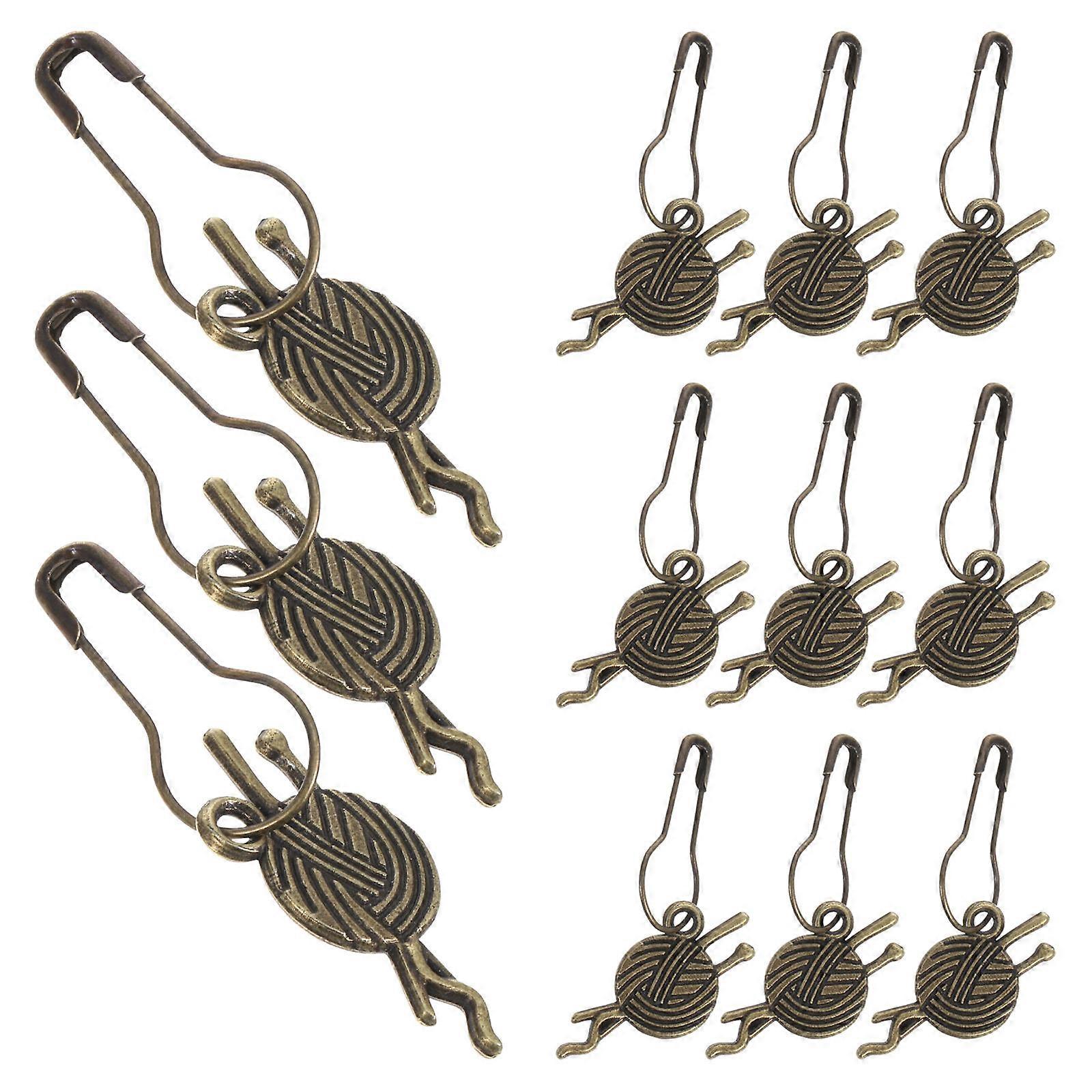 Antique Stitch Markers 12Pcs Locking Charms With Metal Construction Suitable For Knitting Projects And Crocheting Enthusiasts