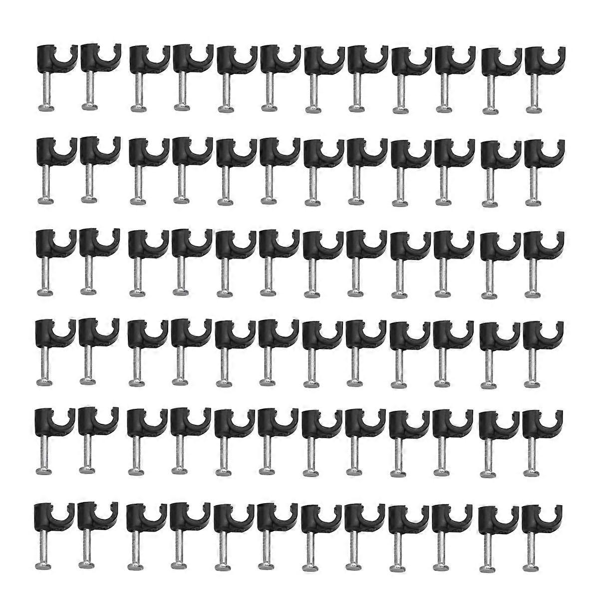 100pcs 4mm Plastic Cable Clip Wire Cord Fastener Telephone Line Tie Fixer Organizer Wall Clamp Black