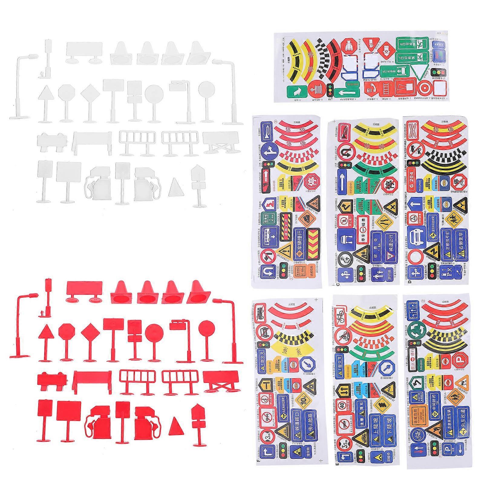 Children Road Signs 7 Sets Traffic Toys for Pretend Play Teaching Traffic Rules Plastic 7 Sets