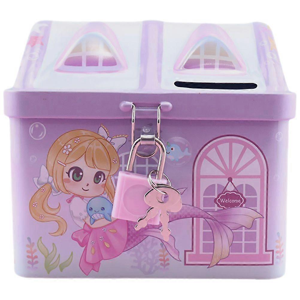 Cartoon House Piggy Bank Kids Saving Pot Adorable House Modeling Coin Container Desk Ornament