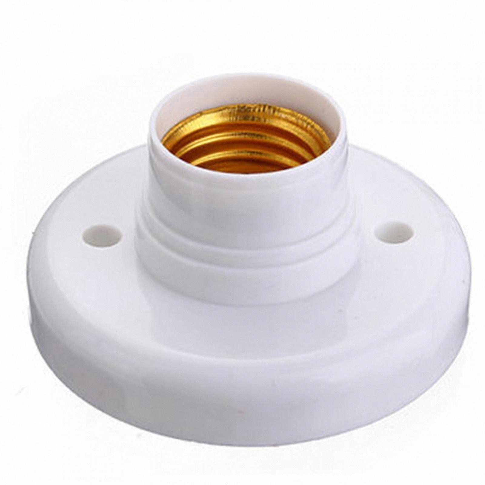 E27 Lamp Socket Pack of 4, Round Plastic Base with Bracket for Light Bulbs