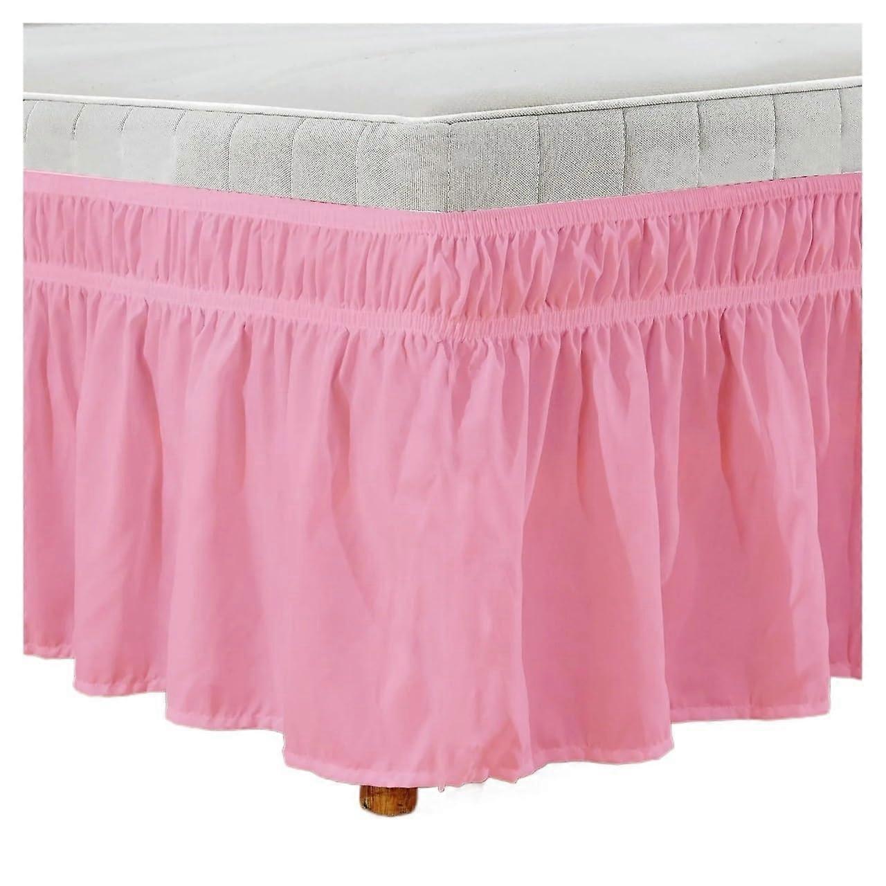 Beddings, Bed Skirt Single, Elastic, Simple Fit, Easy to Remove, Lightfast, Solid Color (HF, King 198x203cm)