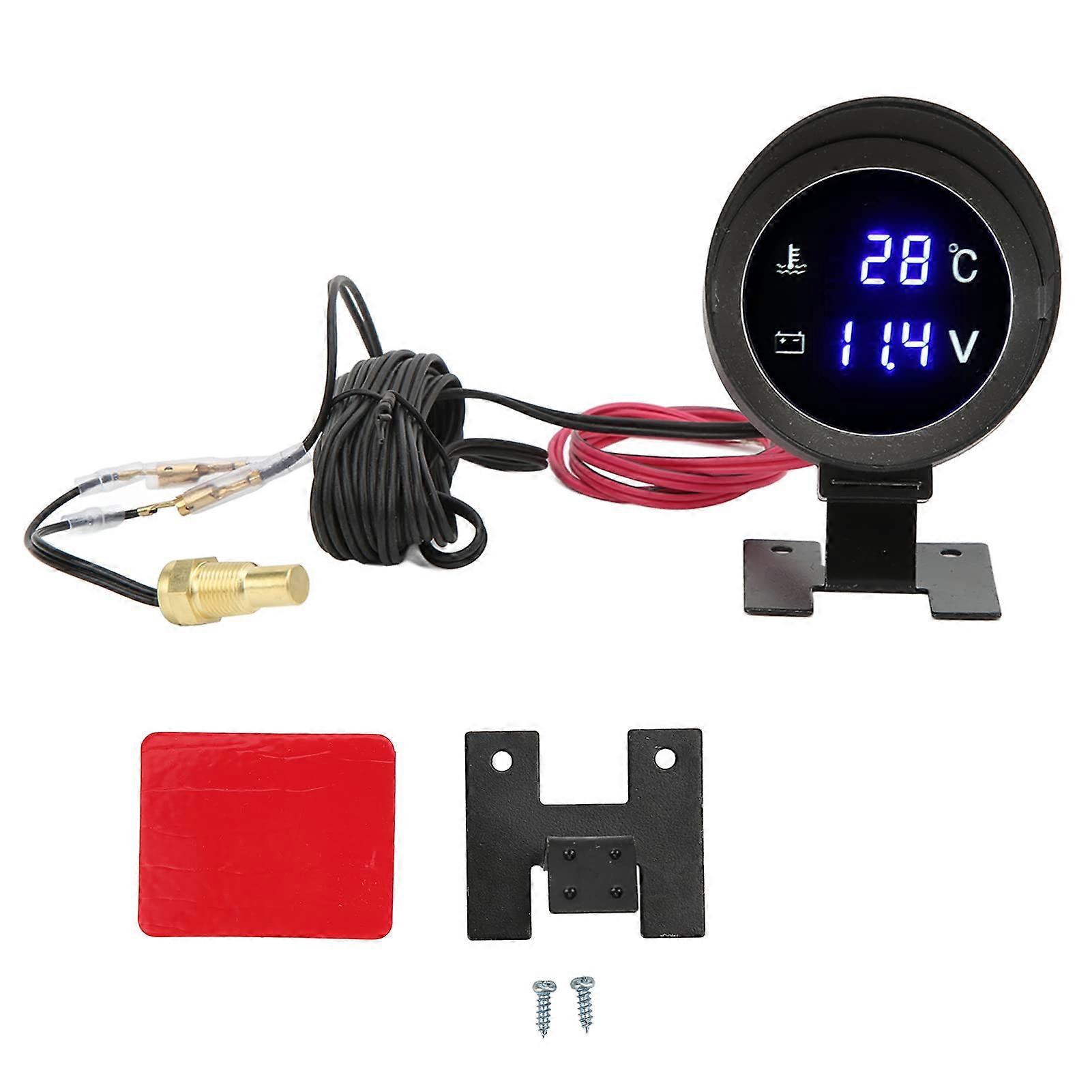 LED Digital Display Voltmeter Panel DC 9V36V Round Digital Water Temperature Gauge With Blue Light for Car Motorcycle ATV