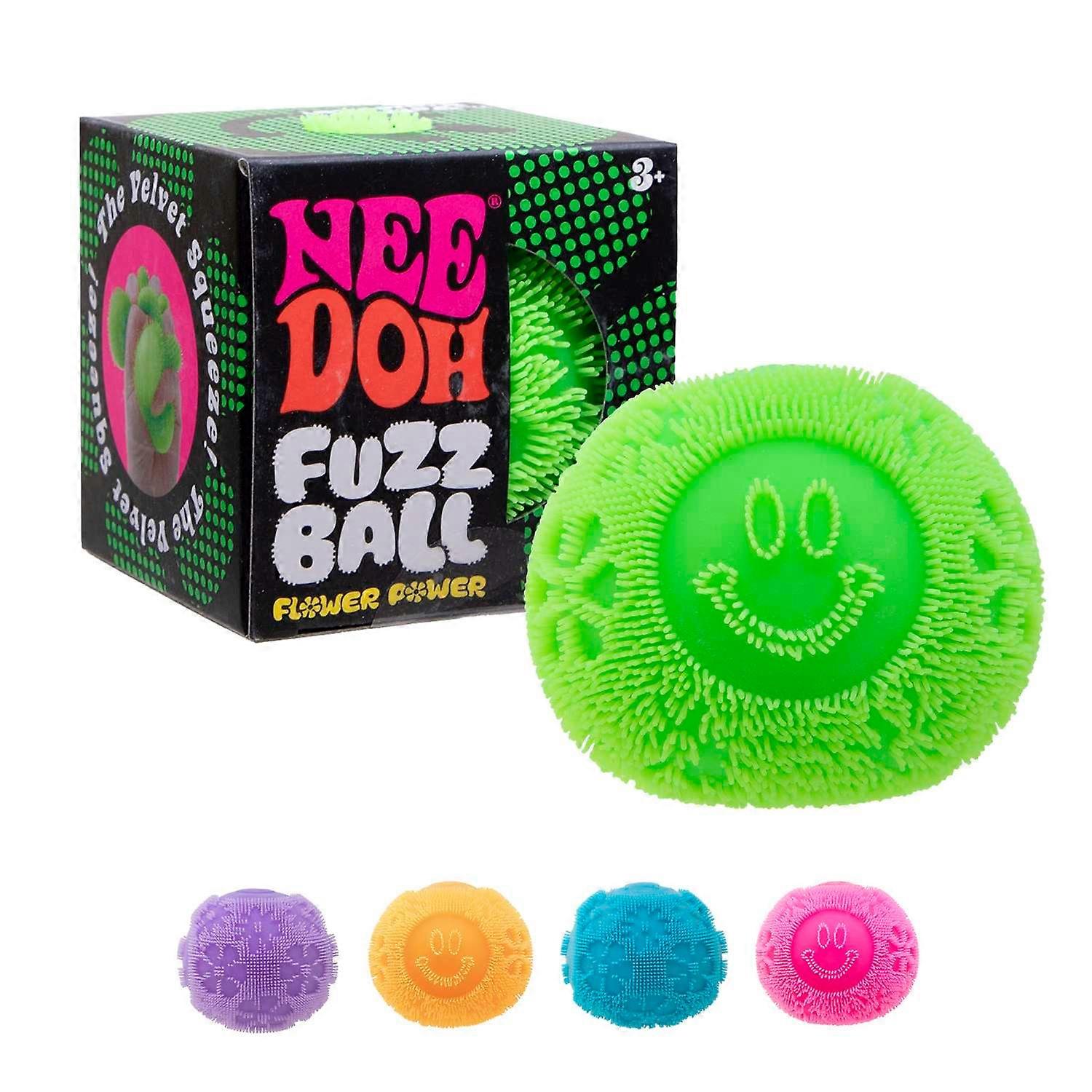 NeeDoh Fuzz Ball Flower Power - Fidget Toy Safe & Non-Toxic, 3 Year Olds +