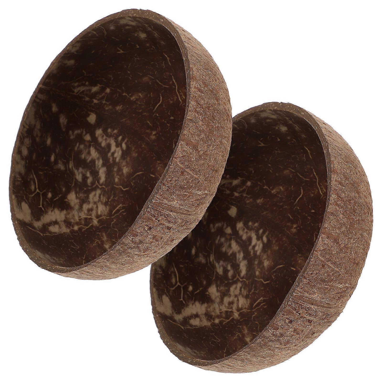 Coconutshell Bowls for Home Dessert Serving Bowls Fruit Holder Synthetic Material Coffee Color 2pcs