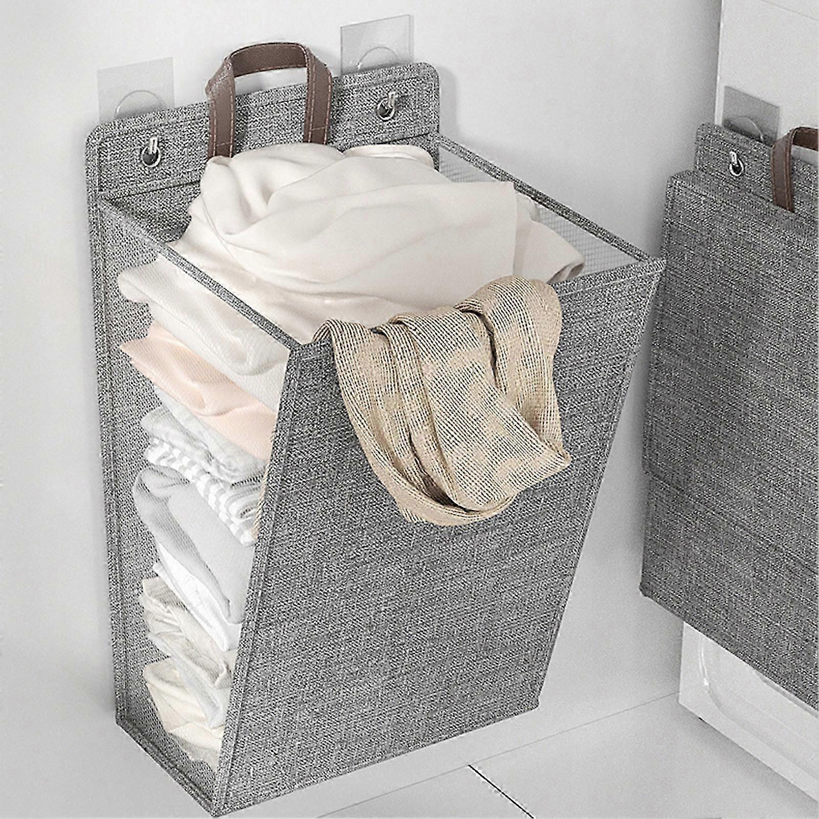 Wall Hanging Laundry Basket Foldable Basket For Dirty Clothes O0
