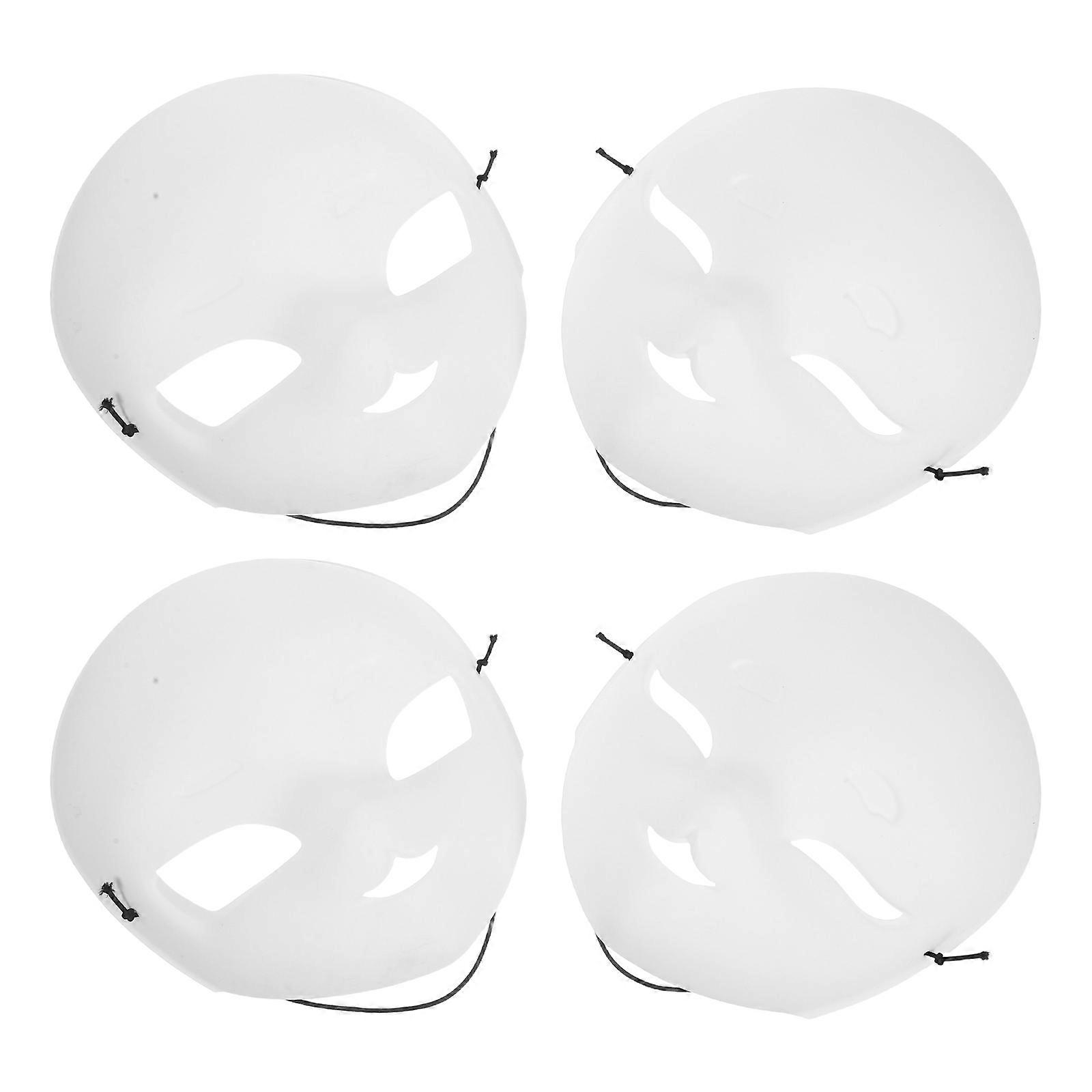 4pcs DIY Paintable Fox Masks for Halloween Cosplay – Lightweight PVC Face Covers for Easy Craft Decoration, Matte White, Costume Accessories