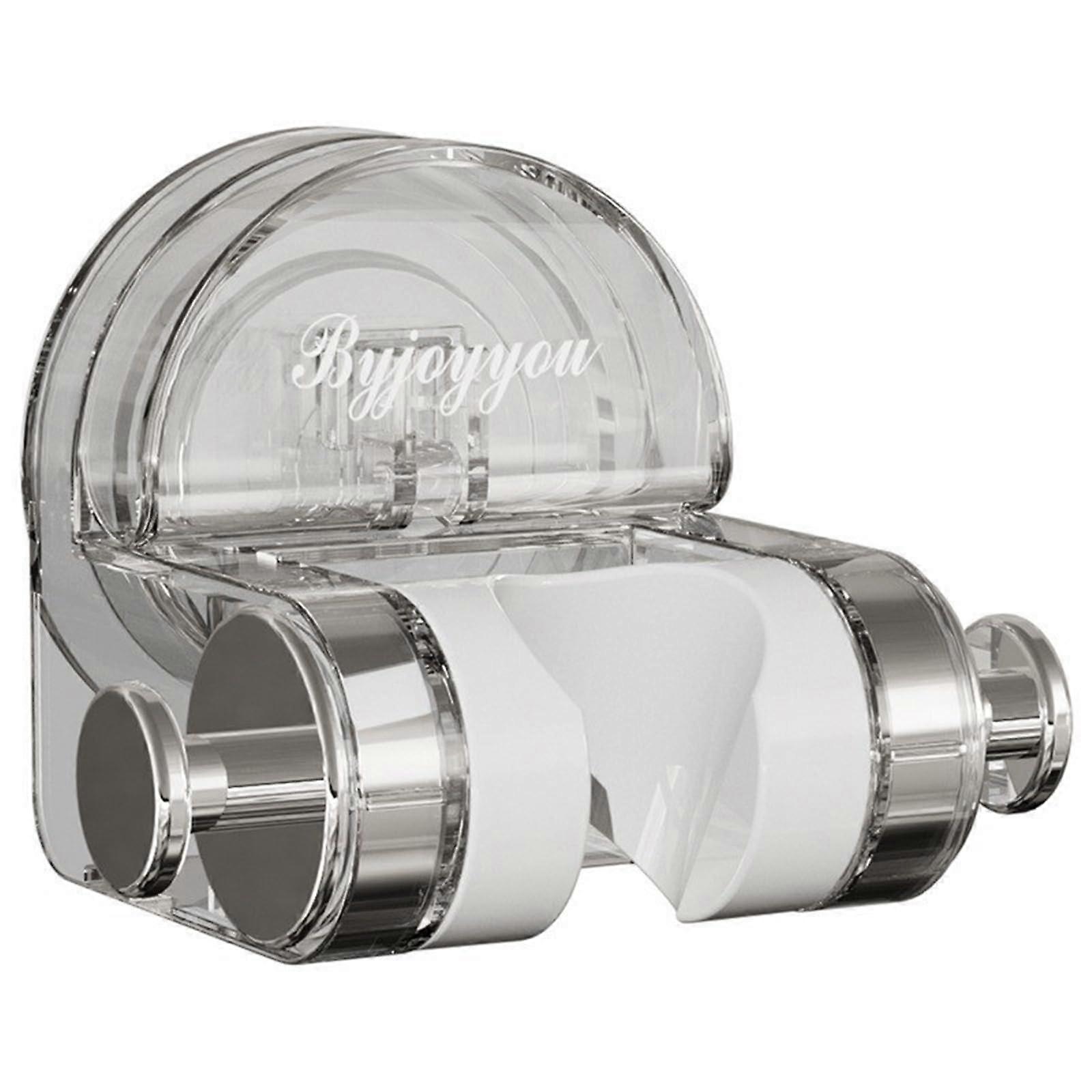 Wall Mounted Shower Bracket Holder 360° Rotating Self-Adhesive Nozzle Base Transparent 6.4x6.5x8.5 cm Punch-Free Design