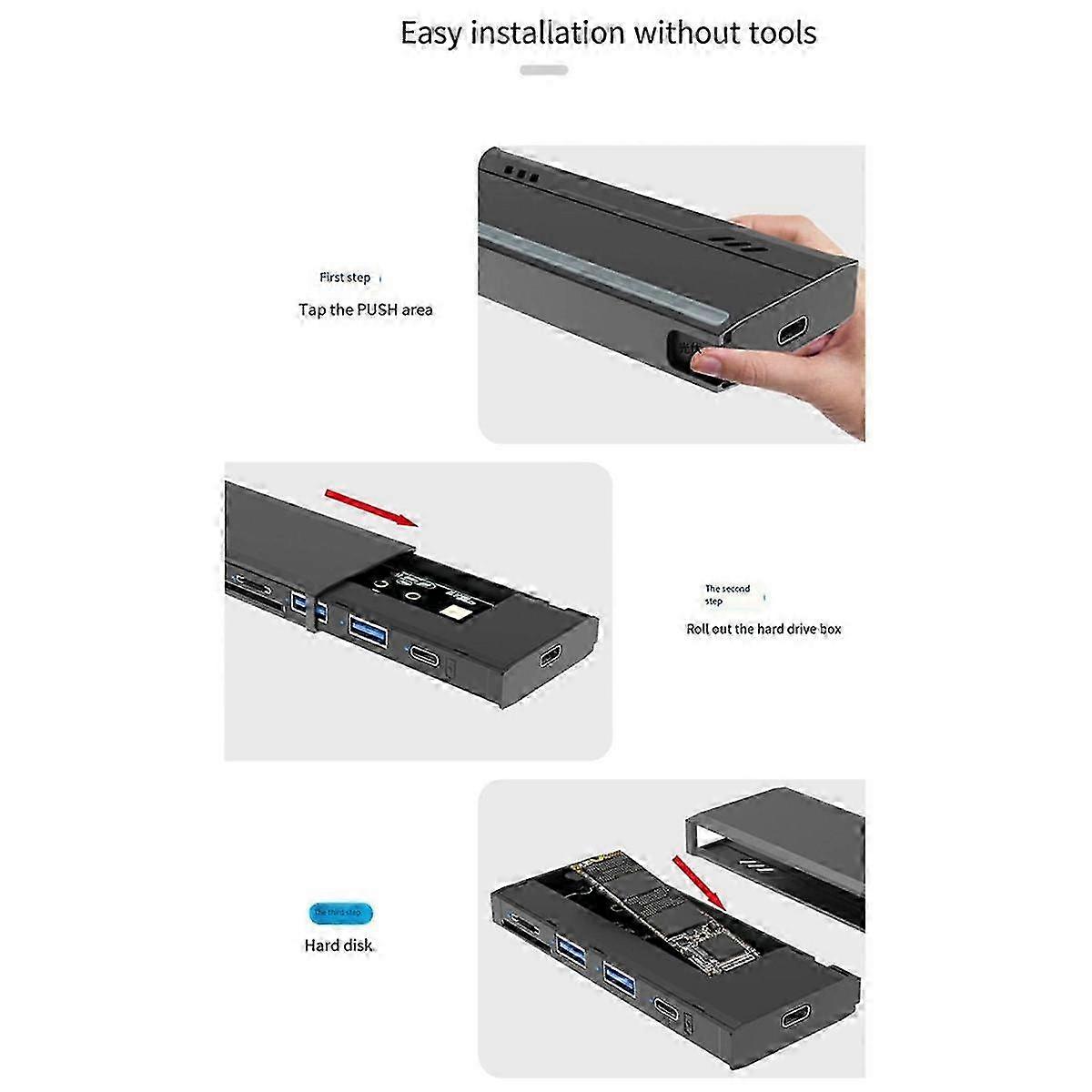 Multifunctional M.2 Hard Drive Enclosure Supports TF/S D Card NVME/NGFF Protocol Solid State Drive Enclosure-B