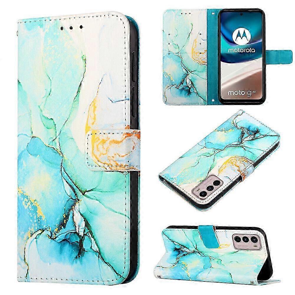 Case for Motorola Moto G42 Cover Wallet Marble Card Holder PU Walle...