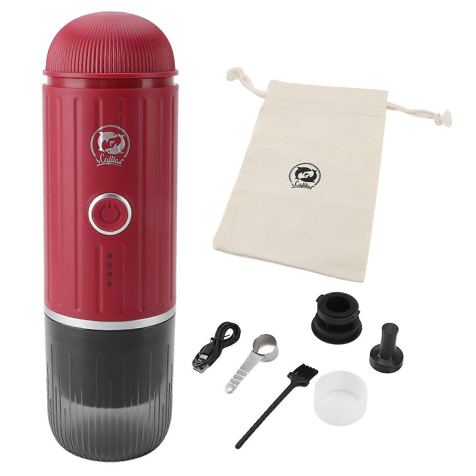 Portable Coffee Machine Self Heating Automatic Extraction Small USB Electric Coffee Maker for Car Camping Travel RV Hiking Office Red