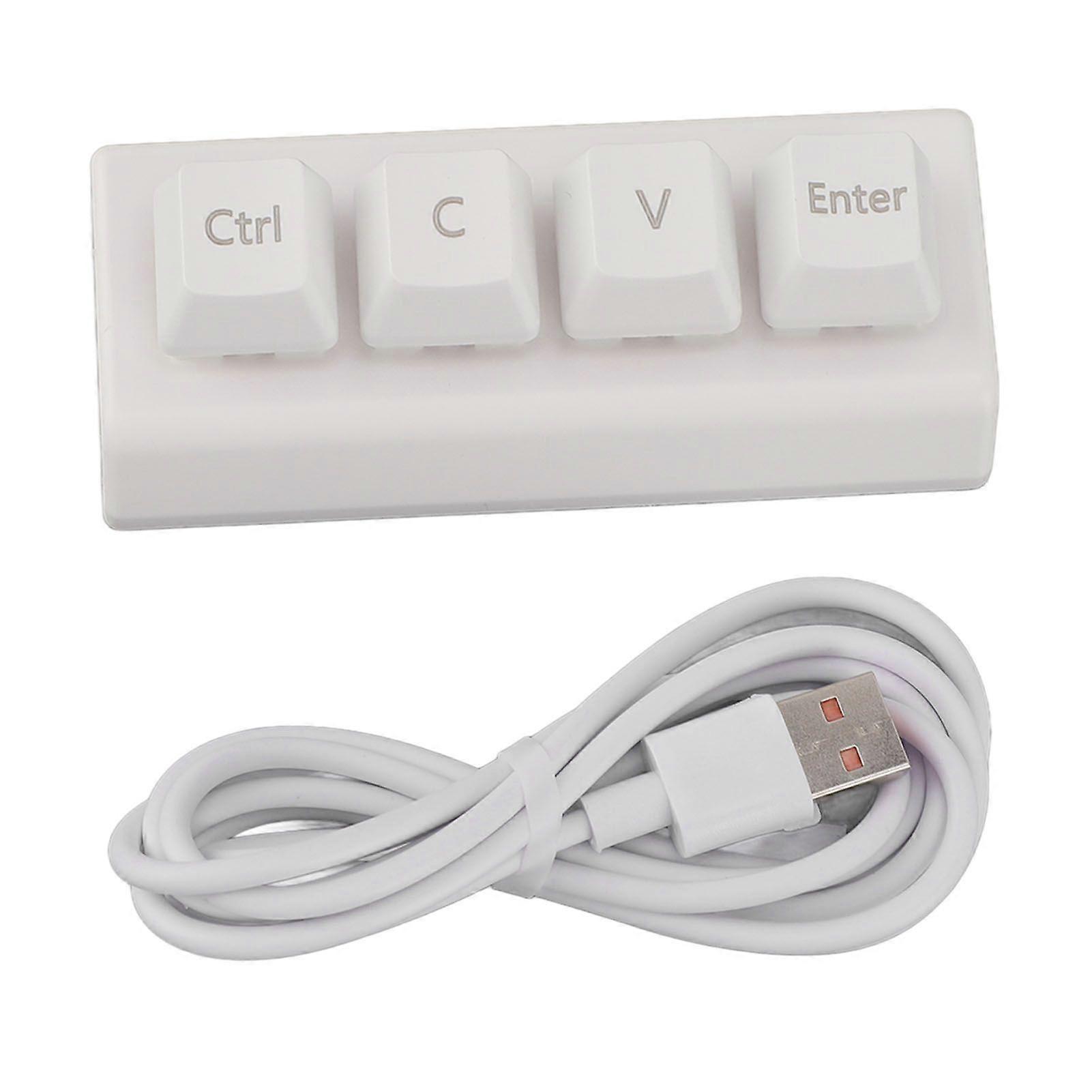 Programmable Keypad 4 Keys Support NKRO Red Switch Ctrl C V Enter Mini Mechanical Keypad for Gaming Office Media White