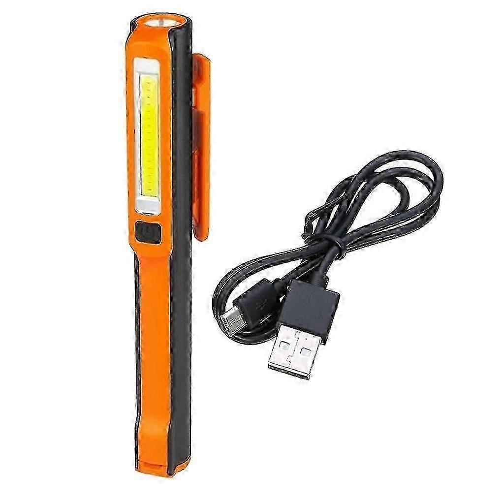 Rechargeable LED COB Work Light, Dual-Function Pocket-Sized Portable Handheld Flashlight Inspection Lamp With USB Charging Cable - , 185x 35x 20mm