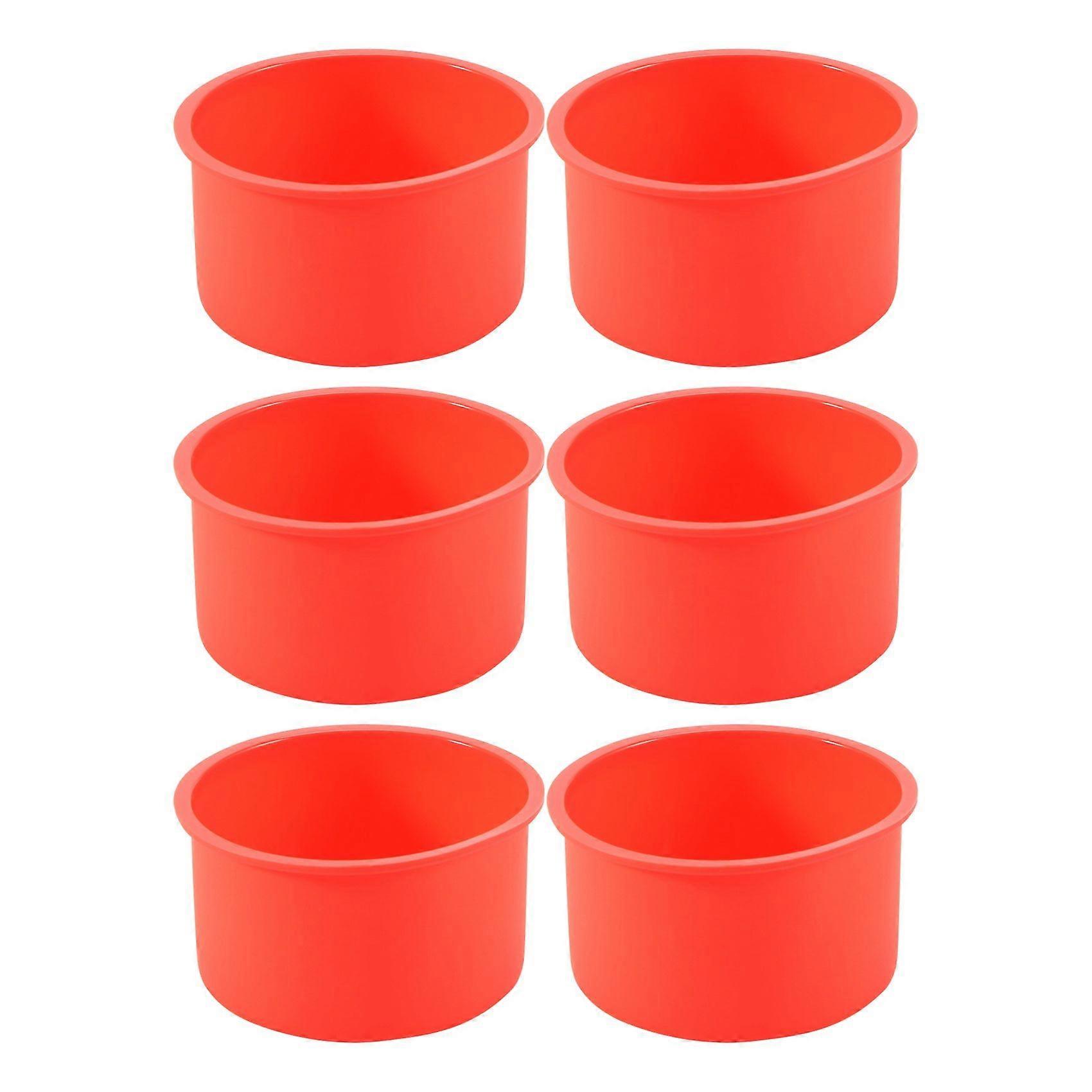 Silicone Mini Cake Molds 4 Inch Round Baking Non-Stick Silicone Baking Mold Bakeware Reusable Red