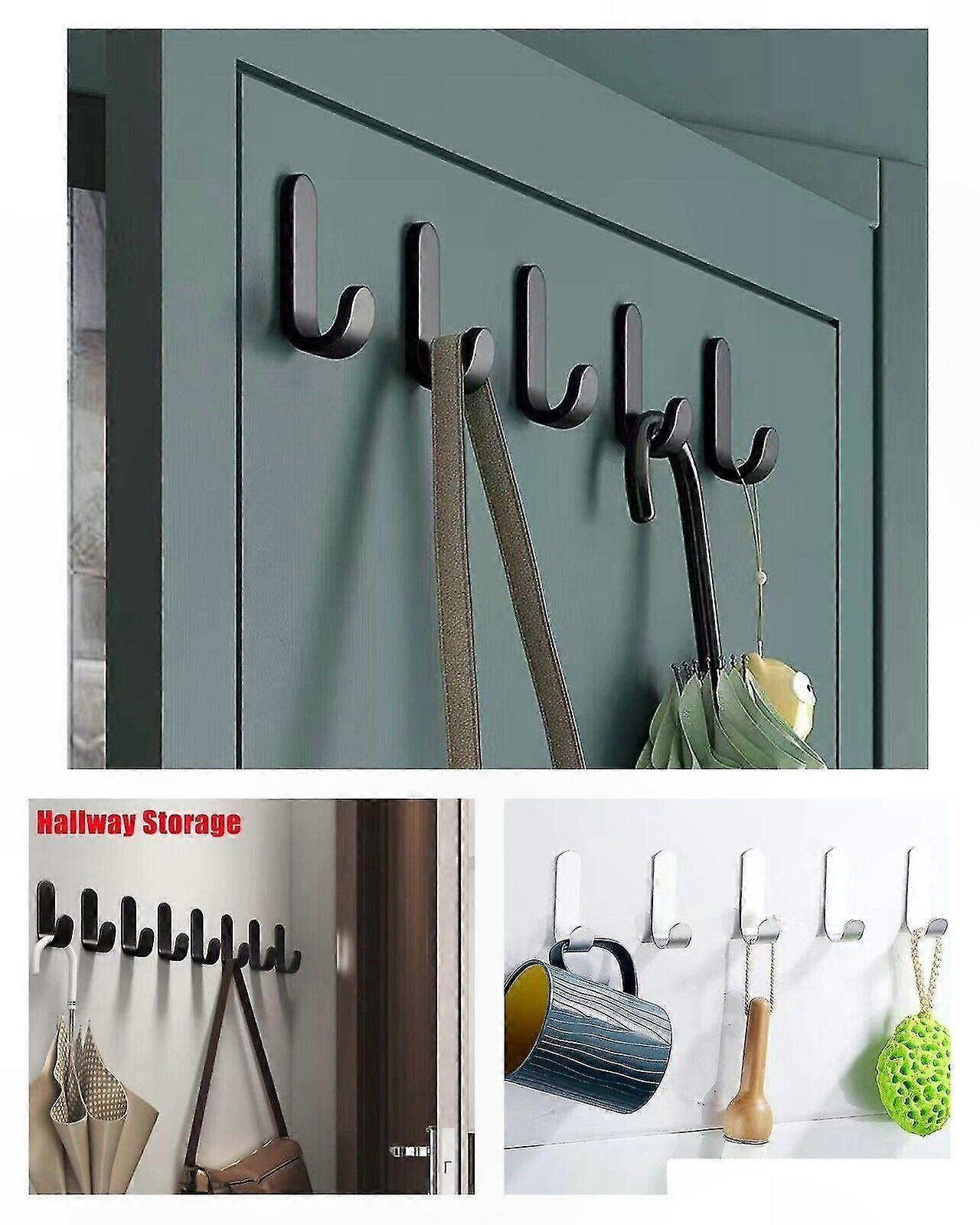 Set of 6 Durable Self-Stick Hooks for Wall, Door, Home, and Kitchen Use