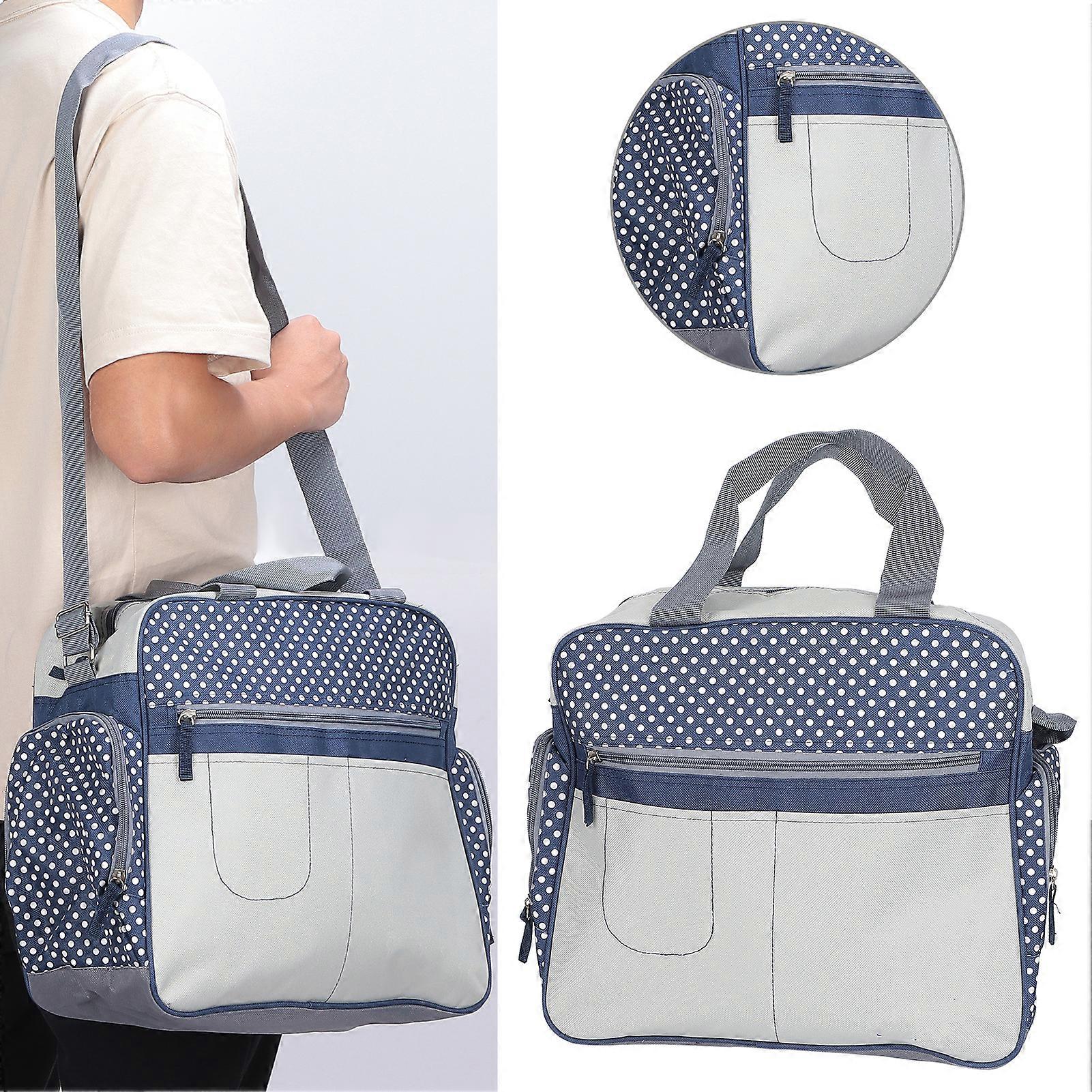 Waterproof Blue Nylon Nappy Bag 36x32x15cm Large Capacity