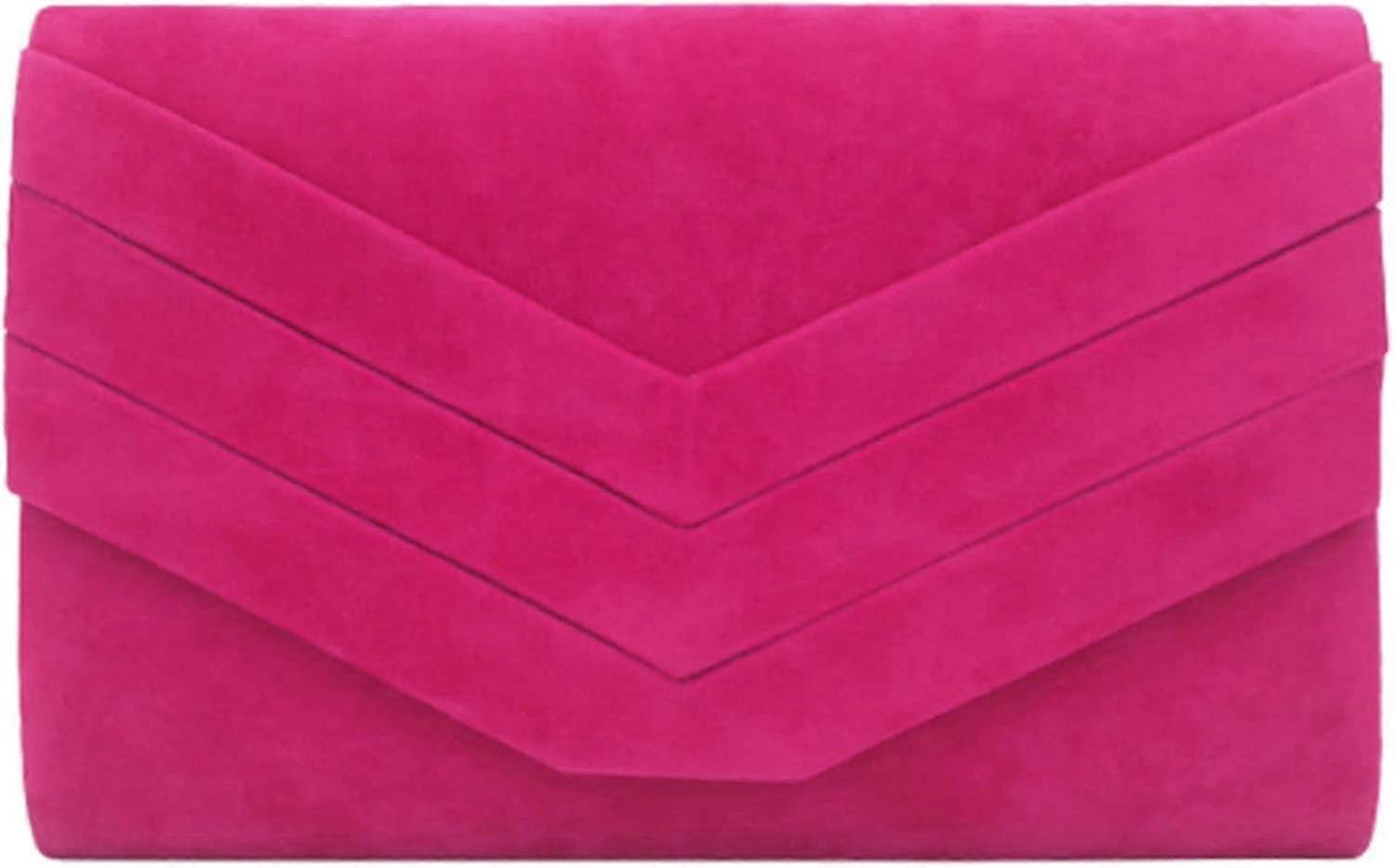 Chic Bridal Clutch Purse in Soft Faux Suede for Special Occasions (Fuchsia)