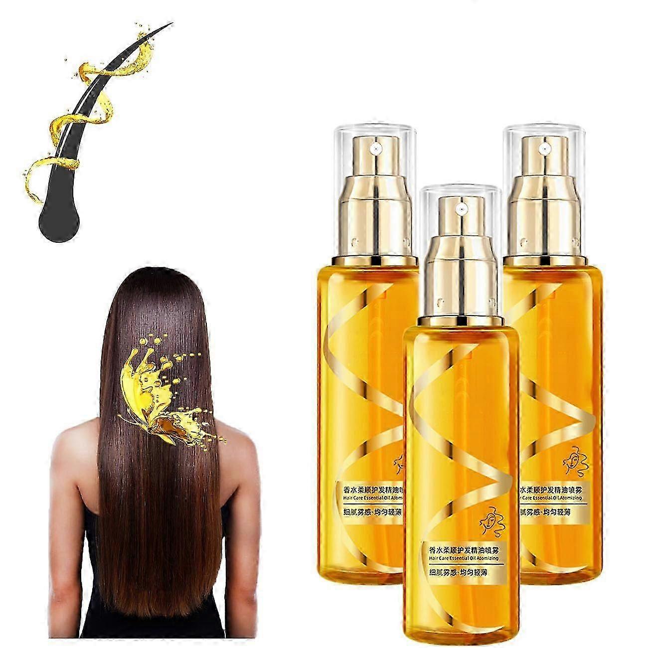 Hydraterende en versterkende zijdezachte haarolie, haarherstel, zijdezachte etherische oliesprayproteïne, haarherstel, leave-in conditionering, etherische oliespray, hydra