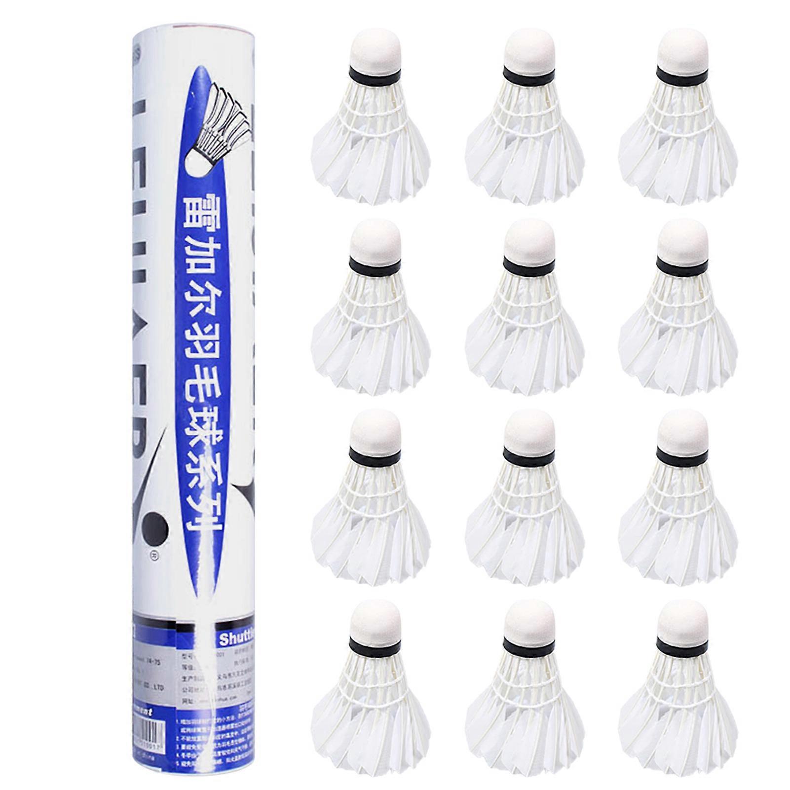 12Pcs Feather Badminton Shuttlecocks 6.5x8.7cm Lightweight Training