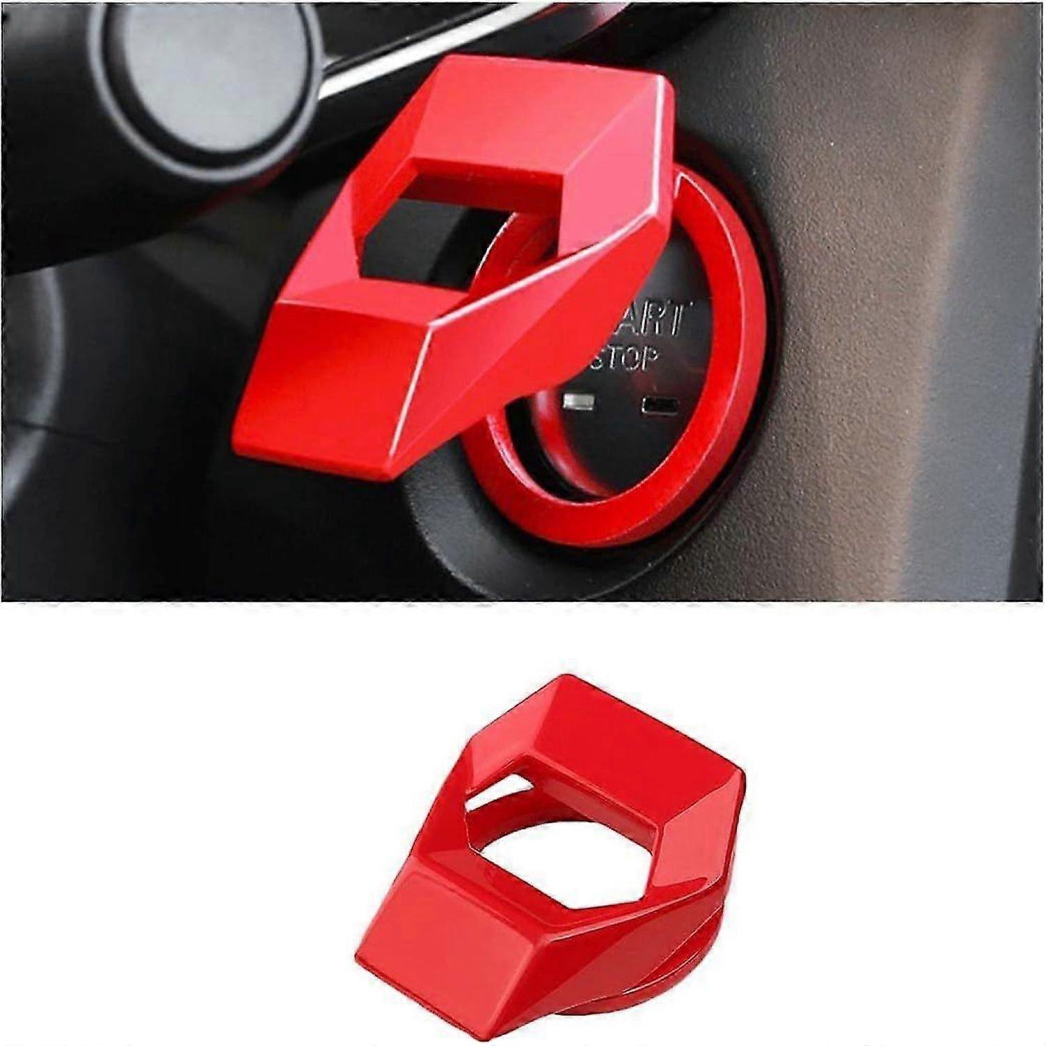 Engine Stop Button Cover, Car Engine Start Stop Switch Button, Self Adhesive Car Engine Switch Decoration (Red) -HK908
