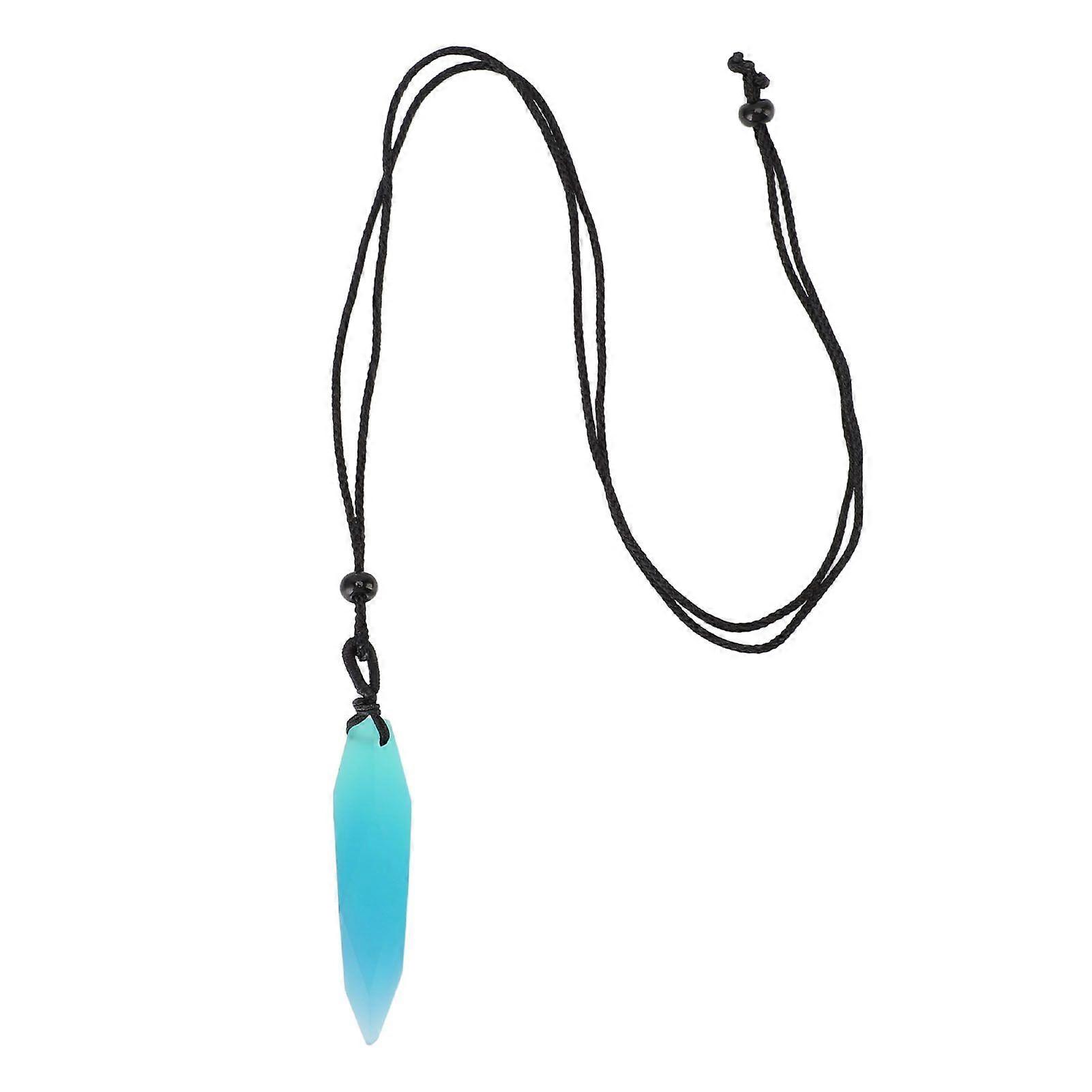 Glow in The Dark Pendant Necklace Resin Glowing Luminous Pendant Irregular Shape Frosted Lake Blue
