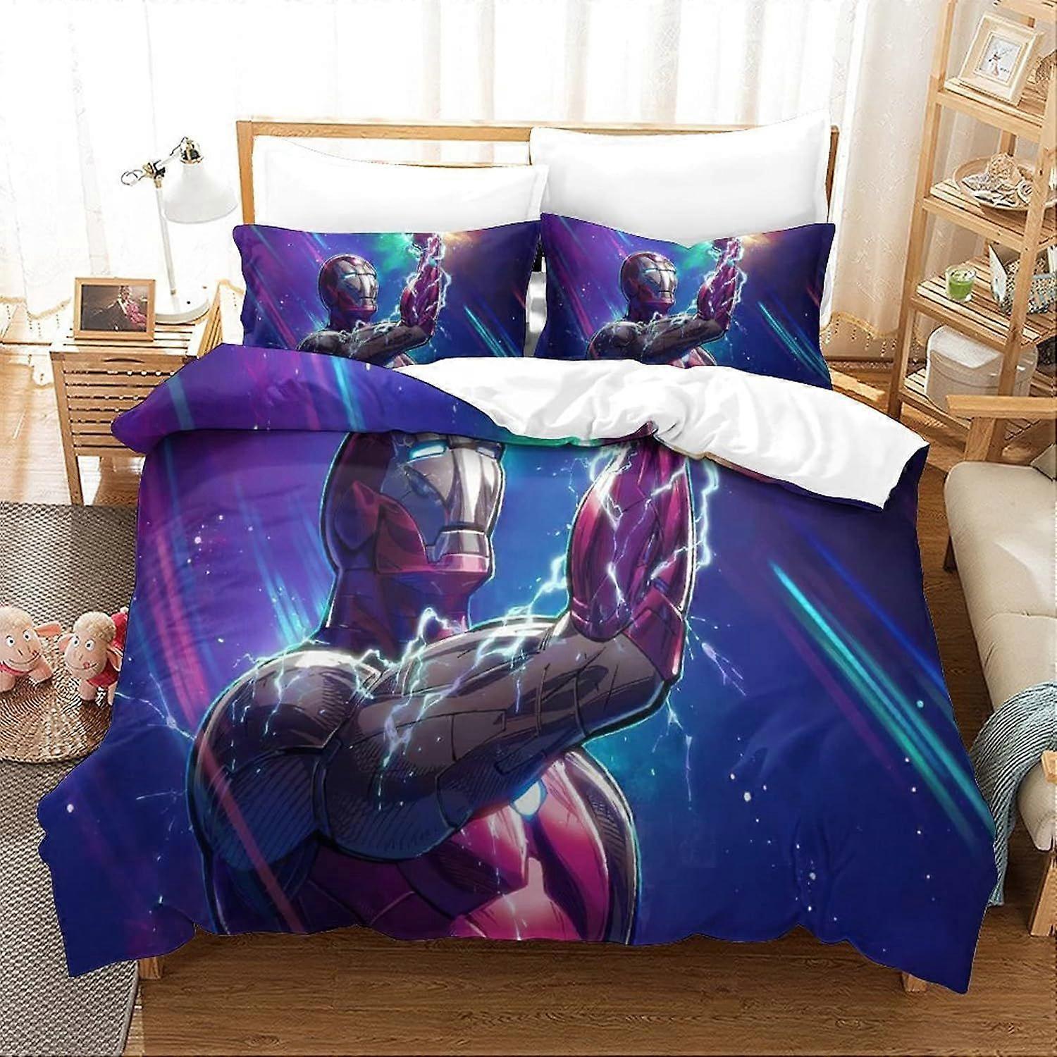 Duvet Cover Set Double Iron Man Printed Duvet Covers Bedding Set for in Kids Teens Adults Soft Hypoallergenic Quilt Cover with Pillowcase with Zipeer 
