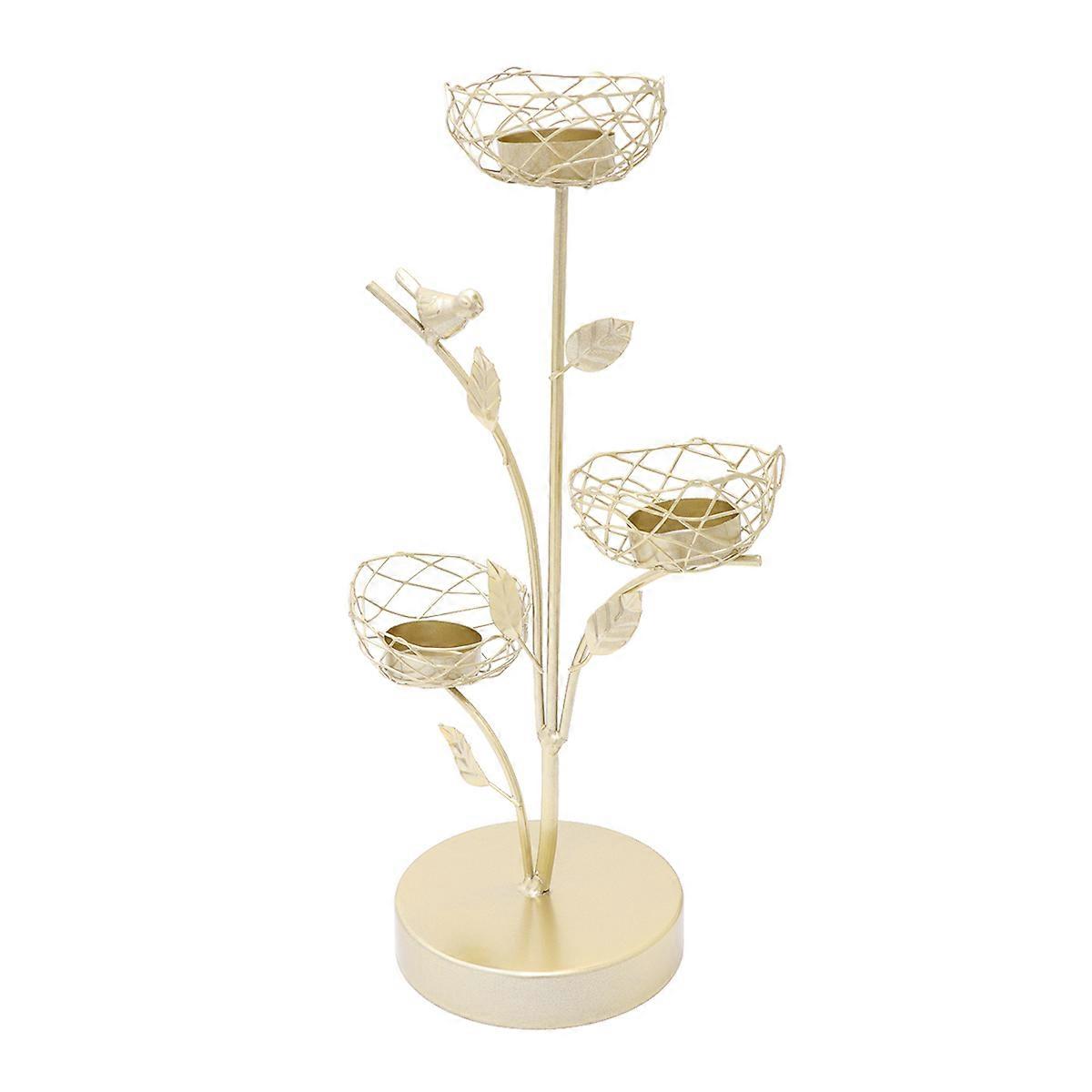 Golden Desktop Cup Candlestick for Holding Candle Iron Base