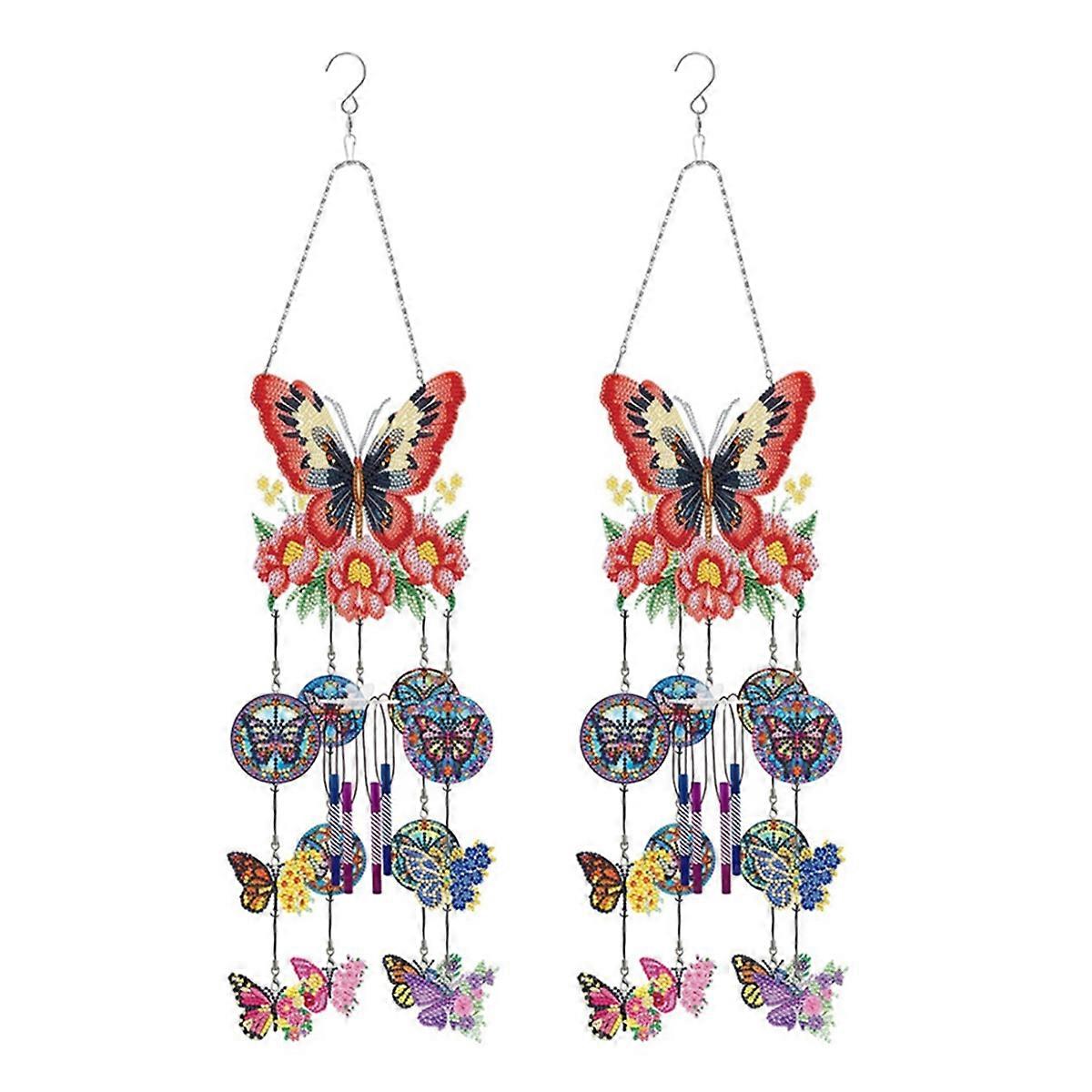 2Pcs Wind Spinner DIY Dotted Painting Wind Chime Double Sided Hanging
