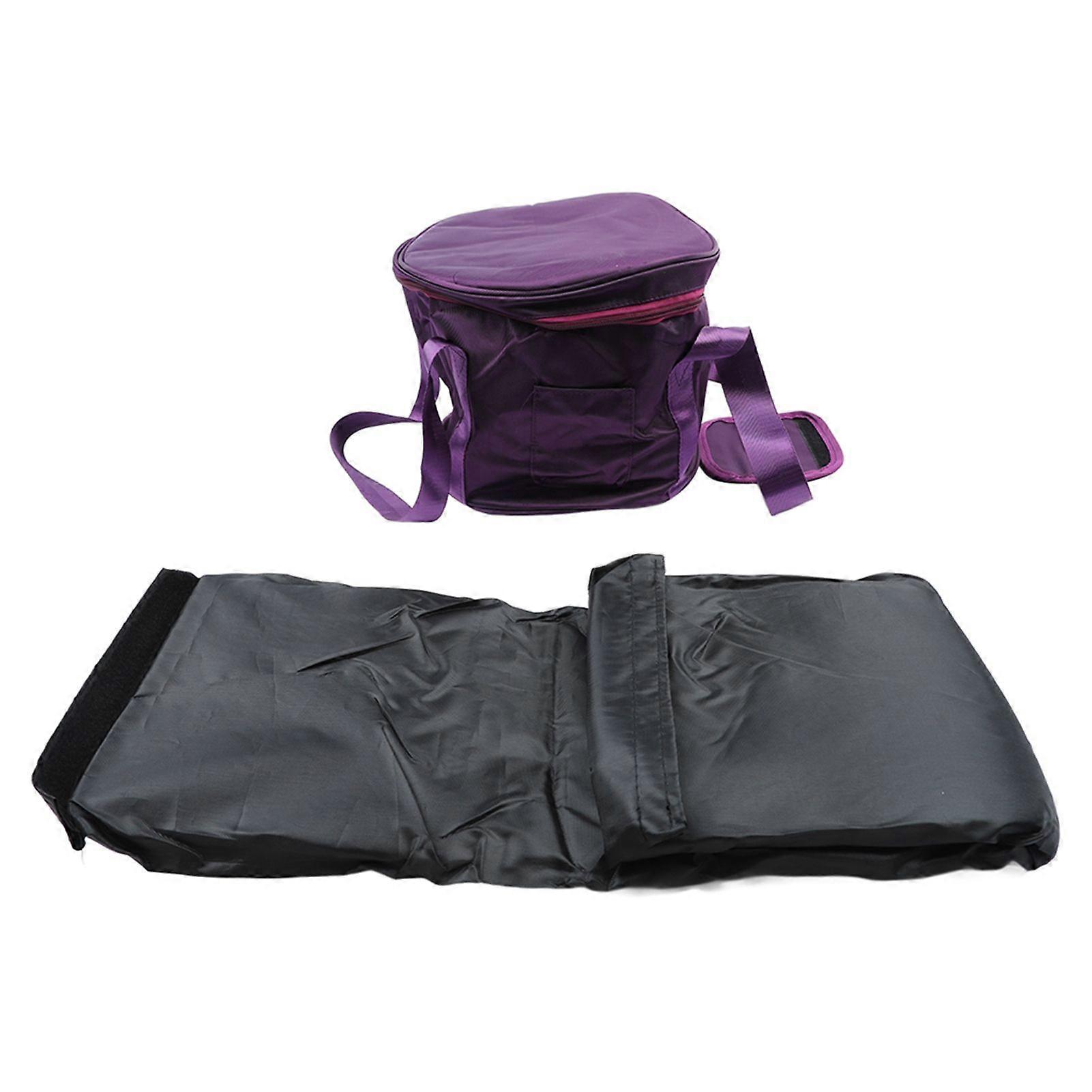 Music Bowl Storage Bag Crystal Singing Bowl Carrying Case with 2 External Pocket Dual Zipper 12in Pure Purple