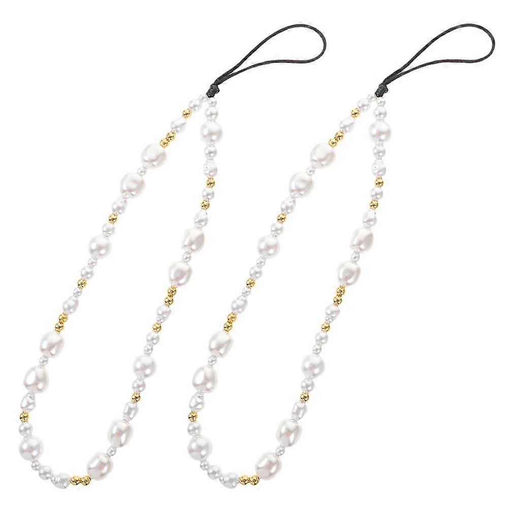 White Acrylic Phone Chain Beaded Strap for Hanging Use 4Pcs Accessory
