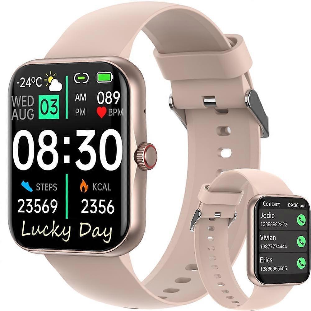 SUGARMOM Smart Watch 1.83" for Android/iPhone, IP67 Waterproof, Fitness Tracker with AI Voice, Message Reminder, Gold, compatible with iPhone