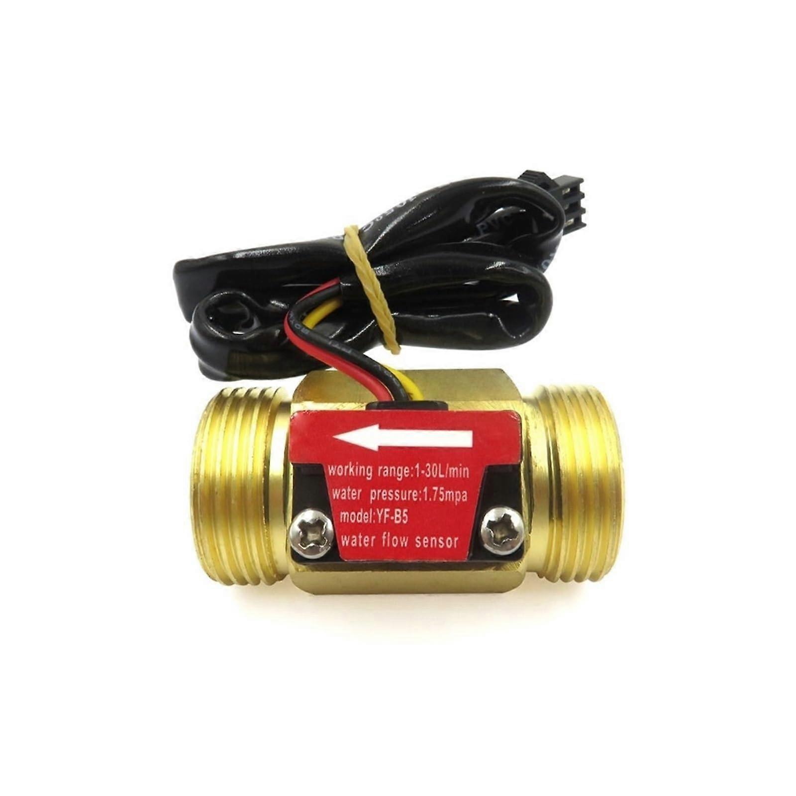 Hall Effect Water Flow Sensor G3/4 DN20 Brass Male Thread 130 L/min 50 mm Long Counter Indicator Flowmeter