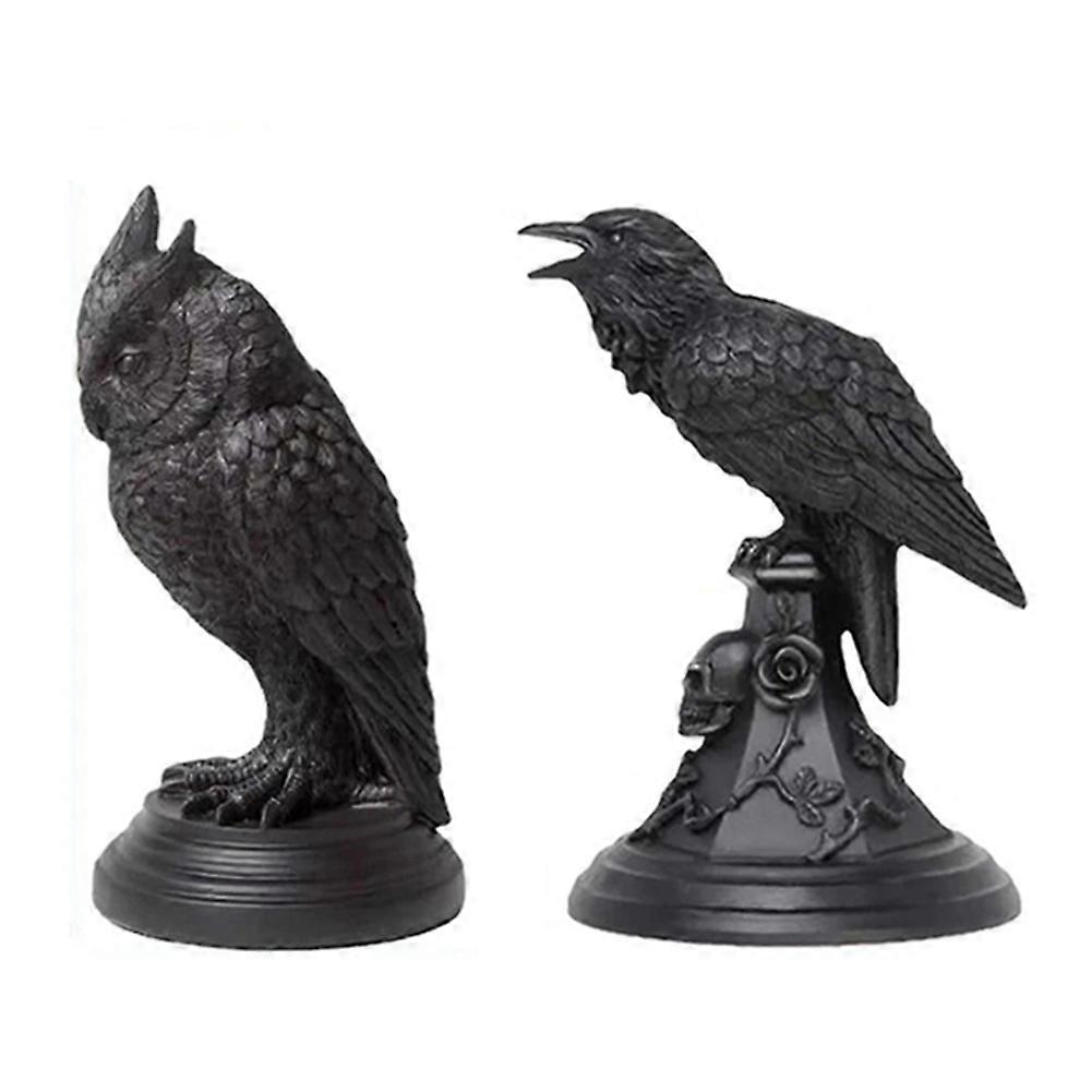 Gothic Crow Candle Holder Retro Black 