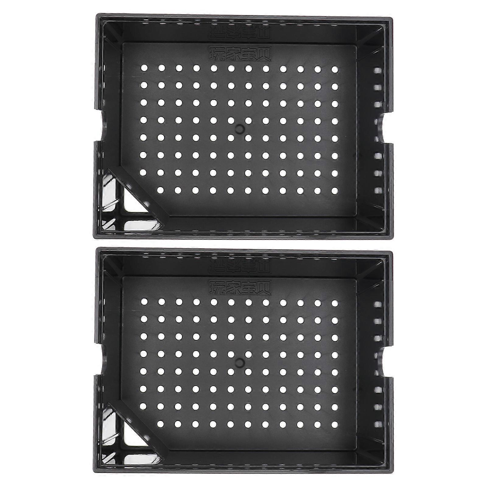 Fischfilter für Aquarium, Filterbox, Wasserfiltrationsoberfläche für Bakterienwachstum, 17 x 13 x 7 cm, Schwarz, 2 Stück