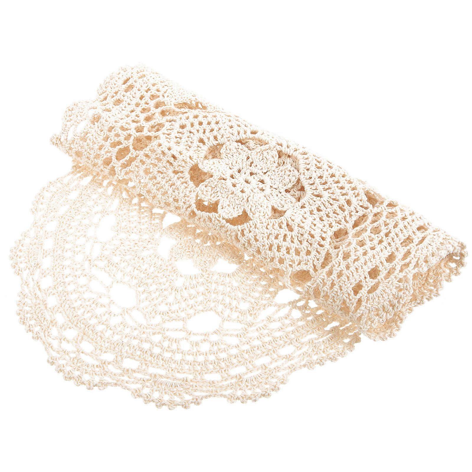 Decorative Cotton Crochet Table Runner for Dining 4Pcs Beige Doilies