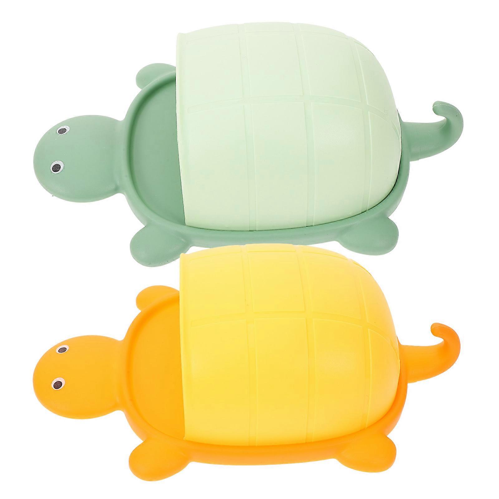 4Pcs Cartoon Turtle Toothbrush Holder Wall Mounted Bathroom Accessory