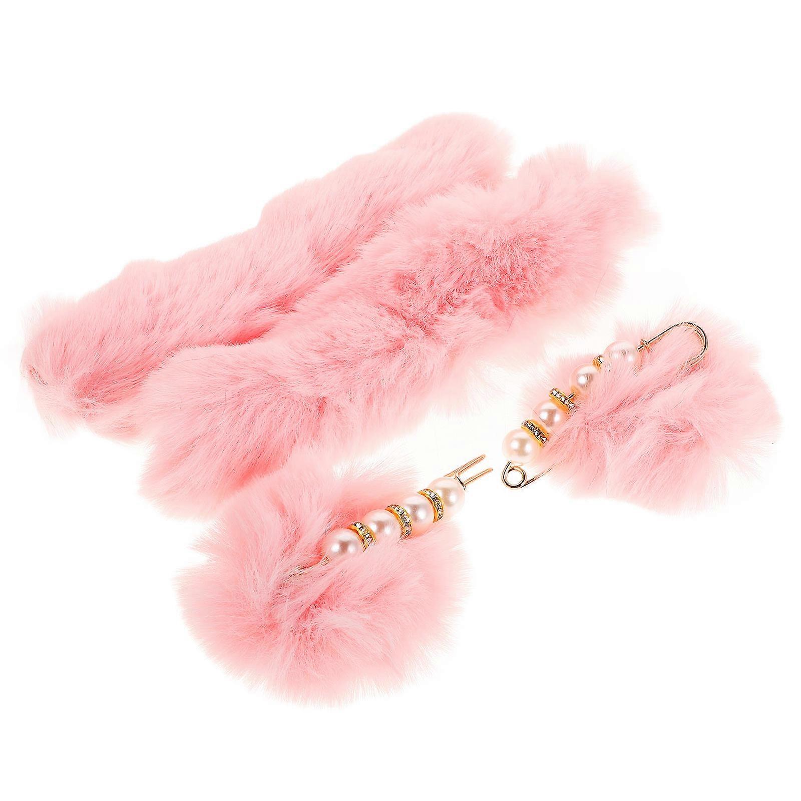 Comfortable Plush Heel Straps for Hole Shoes 4Sets Pink Warm Replacement