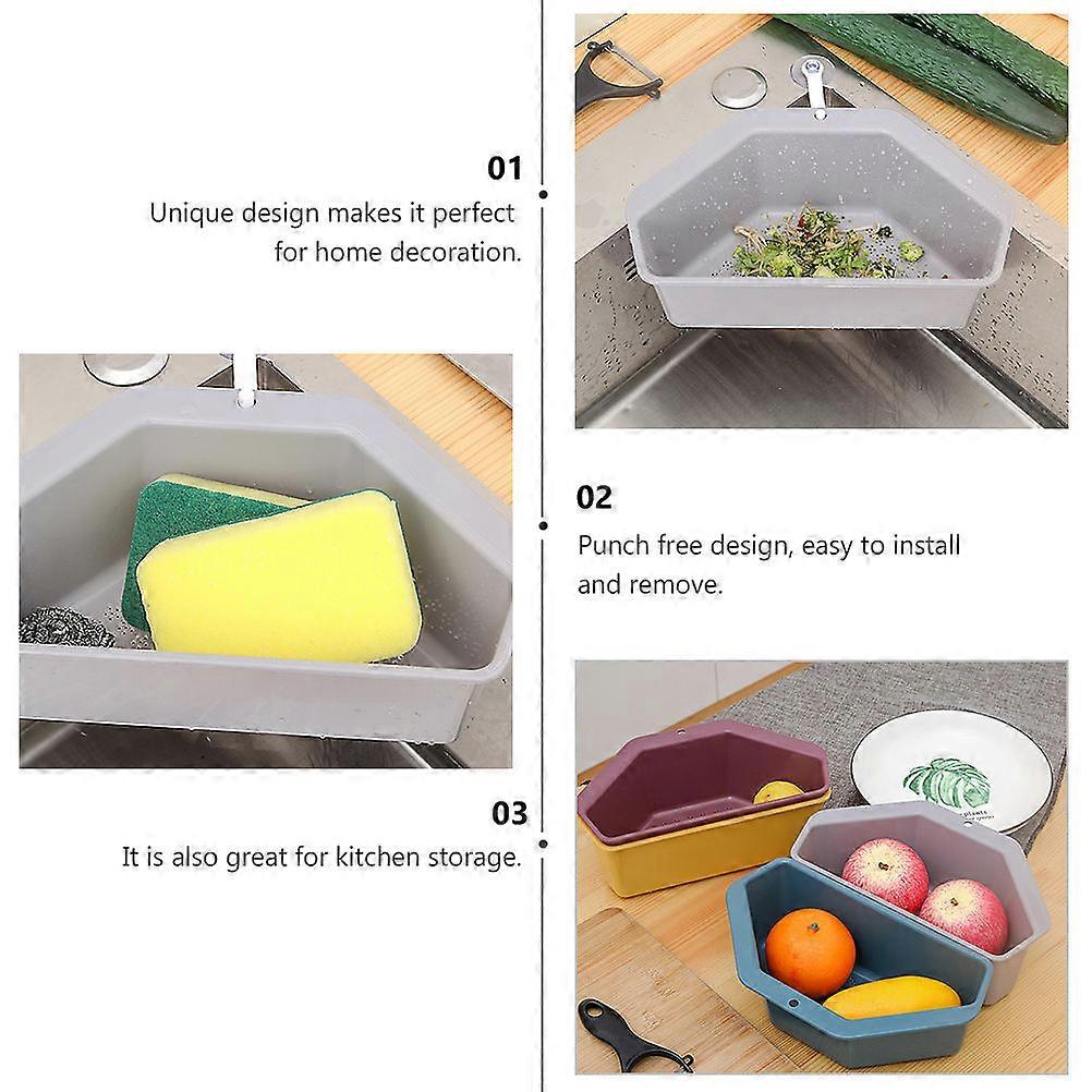 Plastic Strainer Triangle Shape Kitchen Storage Rack for Kitchen Use 3Pcs