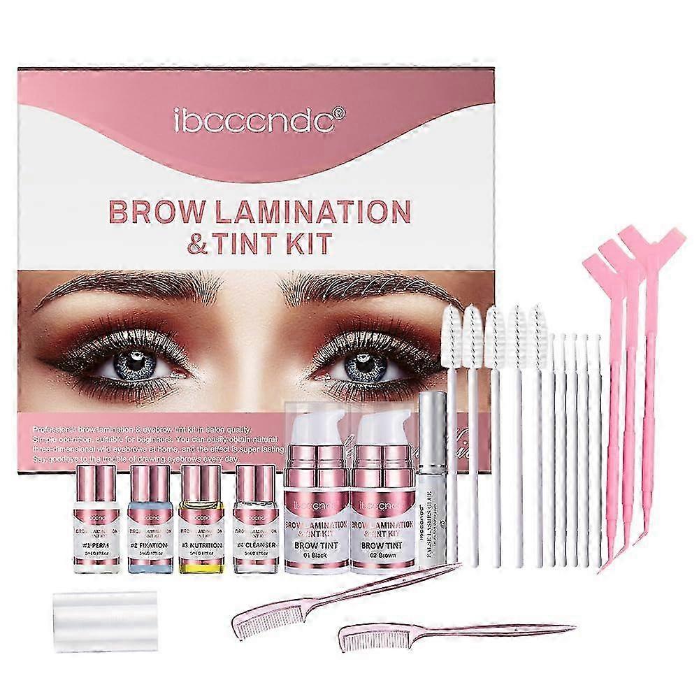 Brow Lamination Kit, 2 In 1 Eyebrow Lamination Kit with Black & Brown Color for Thicker Fuller Brows, Professional DIY Eyebrow Perming Kit Use at Home