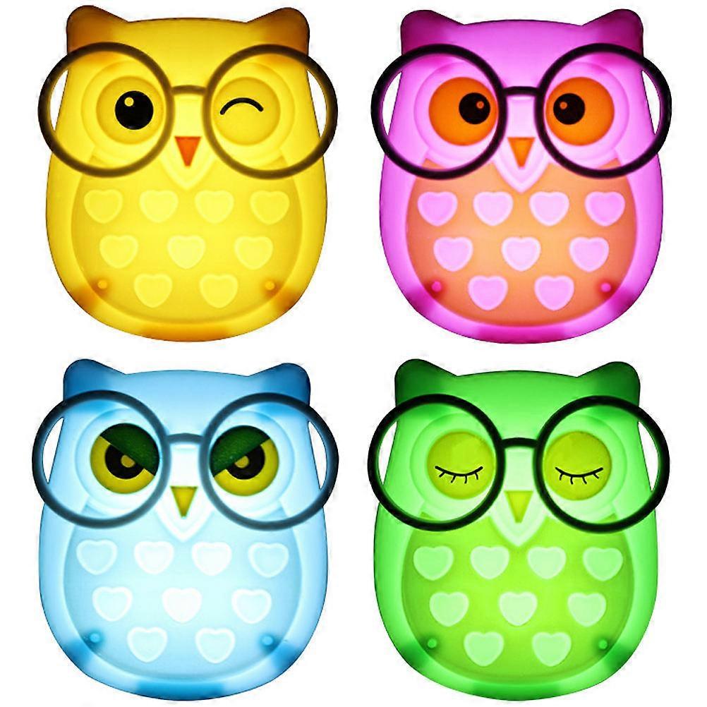 Mini Night Light Owl LED Light Control Auto Sensor 4Pcs for Kids Bedside