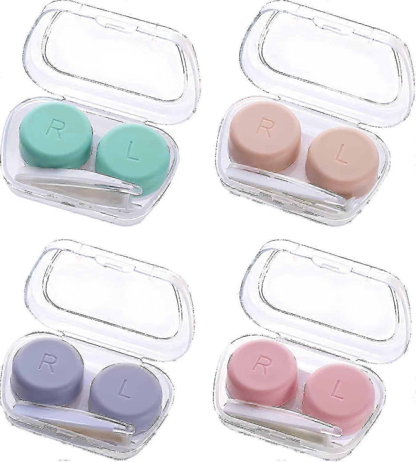 4-Piece Contact Lens Storage Sets Including Case Tweezers and Application Stick