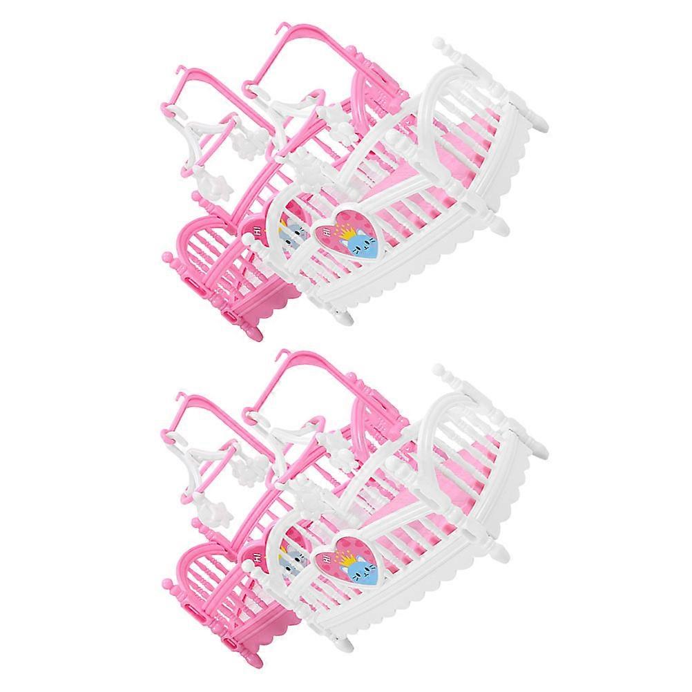 Dollhouse Decorations Mini Adornment for Decor 4Pcs Mini Crib Props