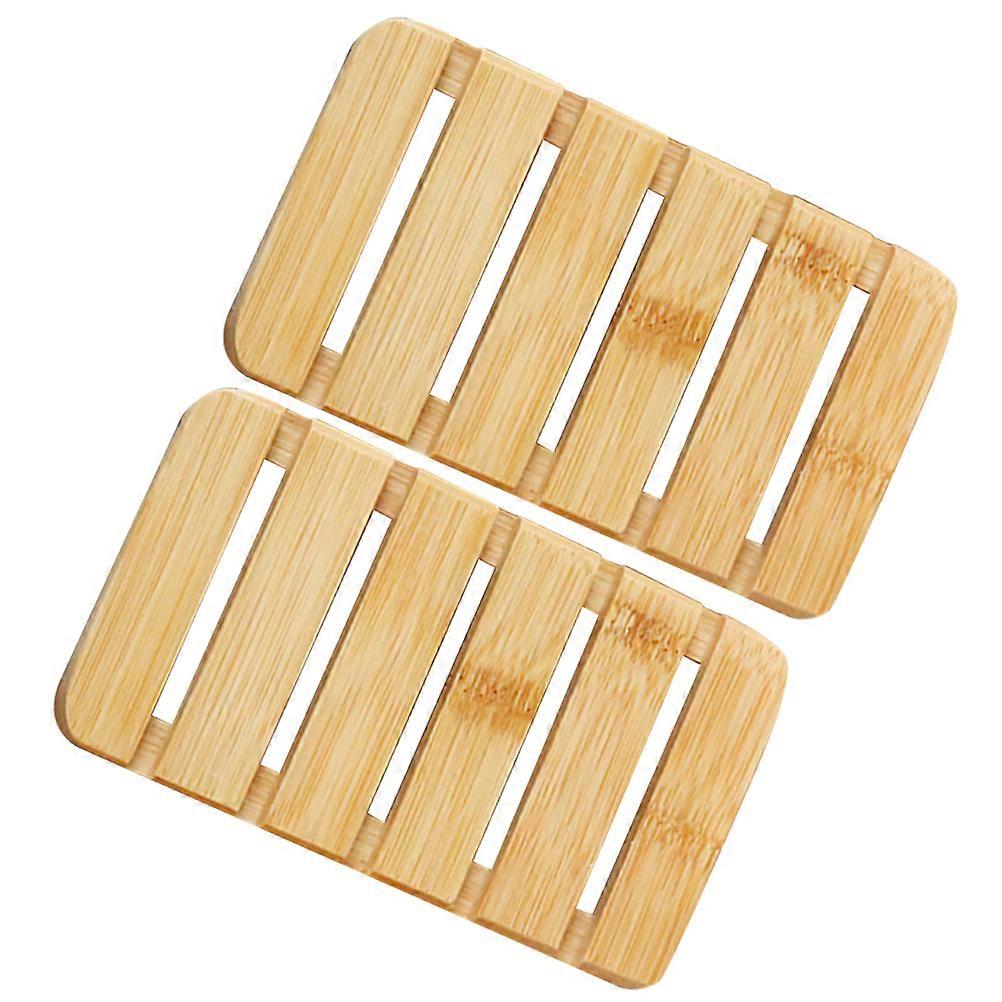 Kitchen Soap Dish Bamboo Holder for Storage 4Pcs Beige Soap Tray