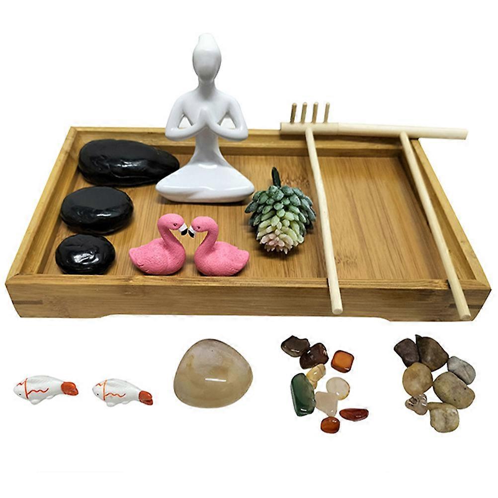 Desktop Zen Garden Kit for Meditation in 3Sets Multi Color