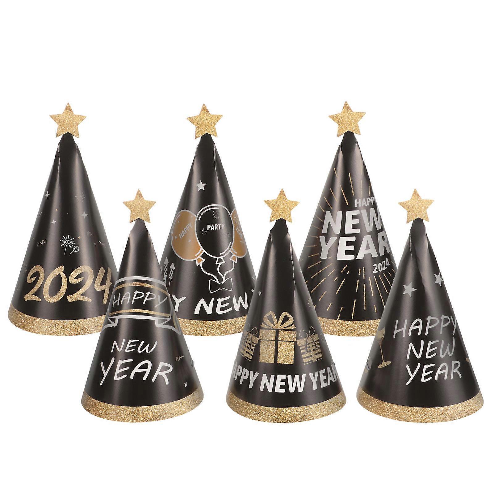 Paper Cone Hats for 12Pcs New Year Party Hats Black Color