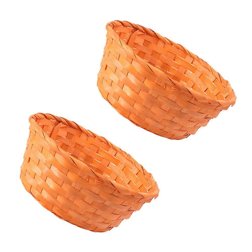 Easter Basket Bamboo Round Basket for Storage Use 2Pcs Set